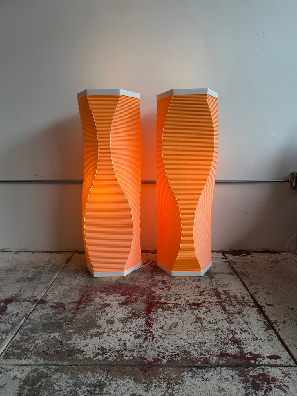 Roland Simmons Corrugated Floor Lamps
