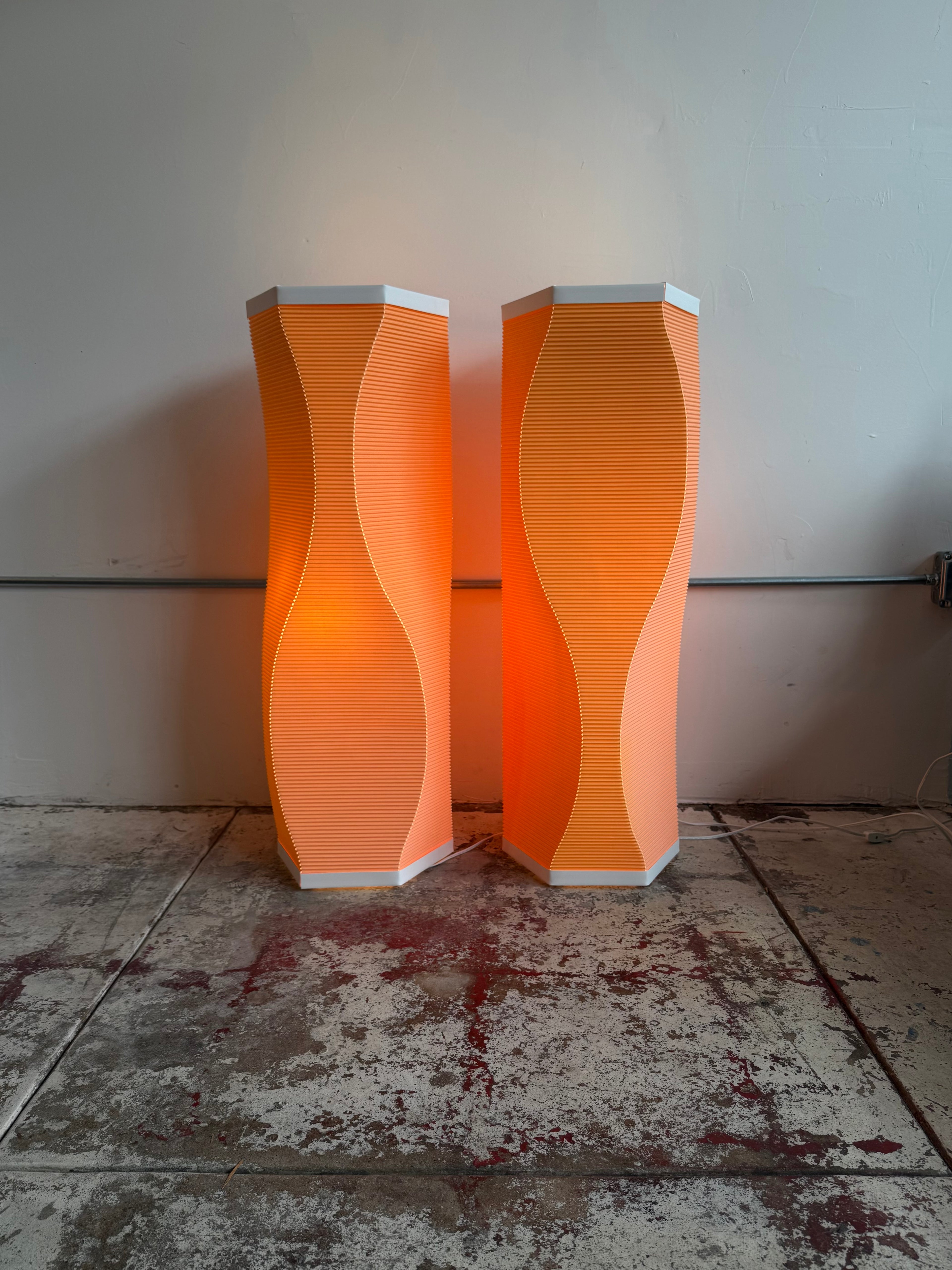 Roland Simmons Corrugated Floor Lamps