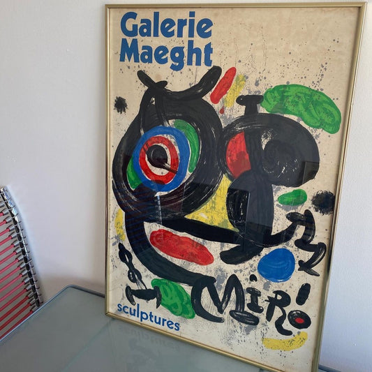 Framed Joan Miro Sculptures Exhibition Print at Galerie Maeght