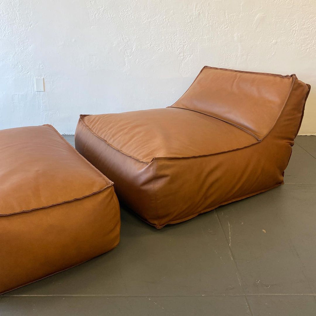 Verzelloni Zoe Large Lounge Chair & Ottoman w/ Visible Seams by Lievore Altherr Molina