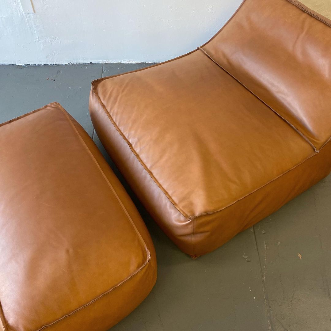 Verzelloni Zoe Large Lounge Chair & Ottoman w/ Visible Seams by Lievore Altherr Molina