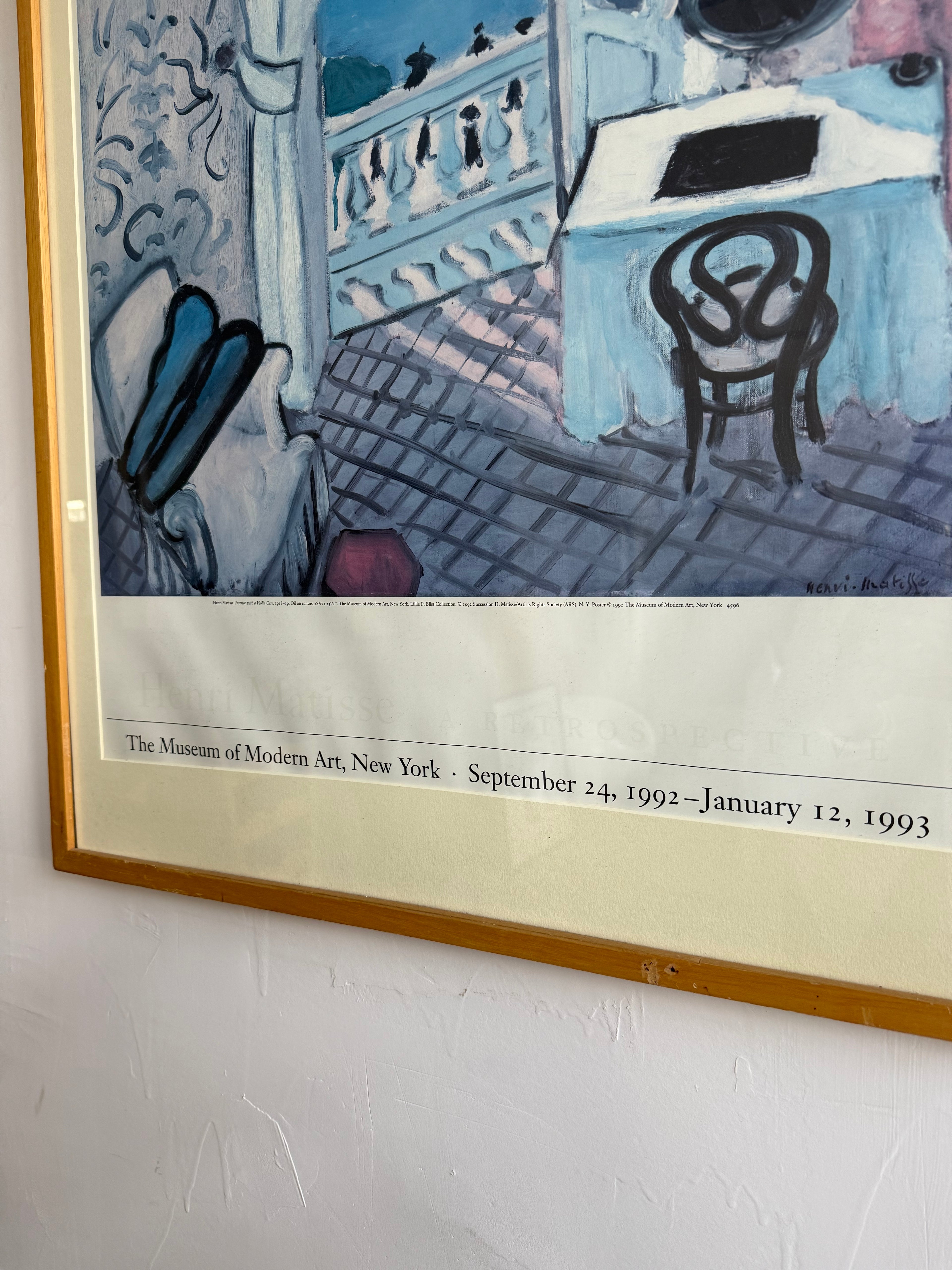 1992 Vintage Henri Matisse MoMA Retrospective Poster “Interior with a Violin Case”