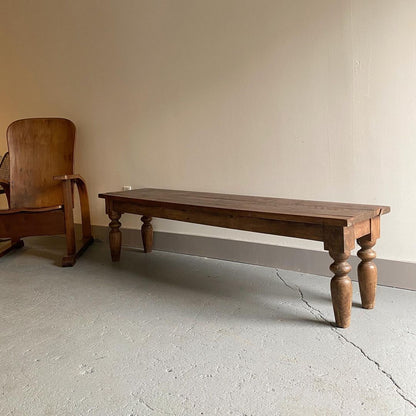 Handmade Solid Wood Bench with Spindle Legs