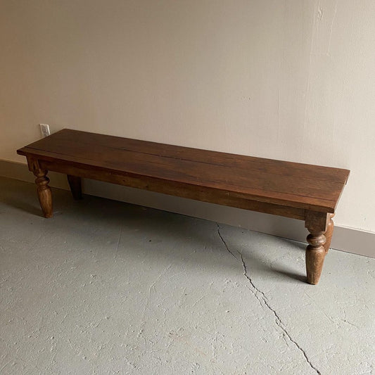 Handmade Solid Wood Bench with Spindle Legs