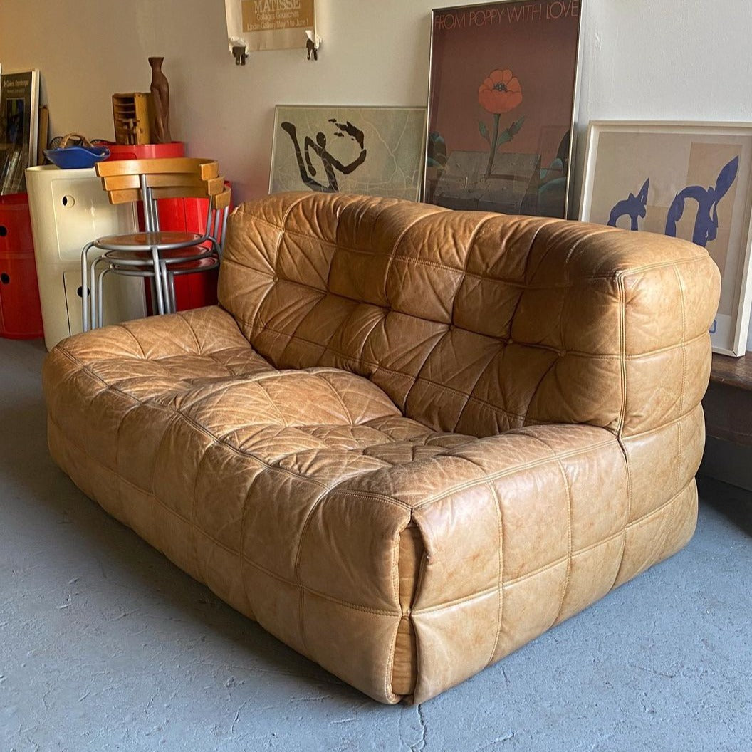 1970s Ligne Roset Kashima Leather Sofa by Michel Ducaroy