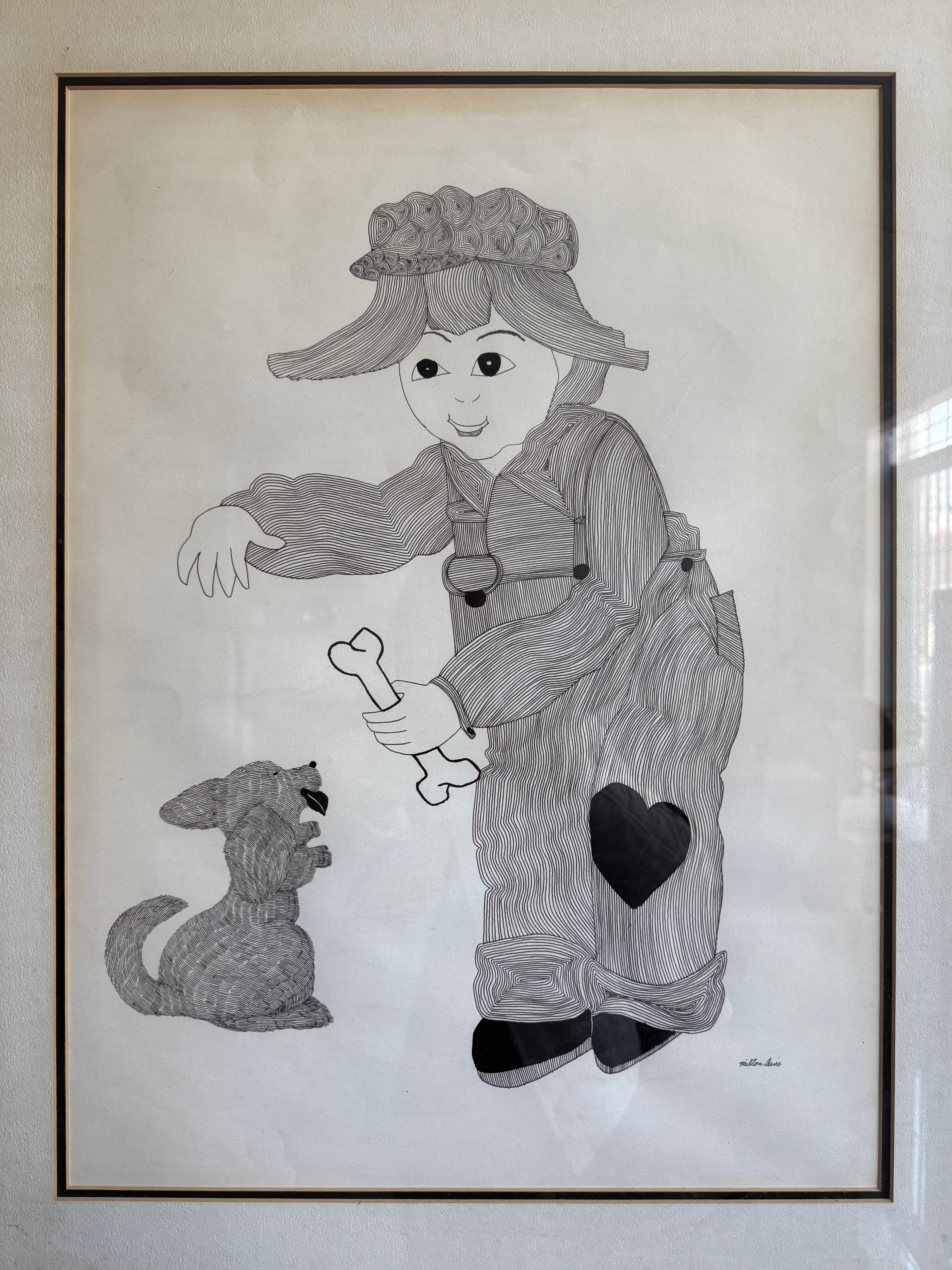 1980’s Milton Davis Original Indian Ink Drawing