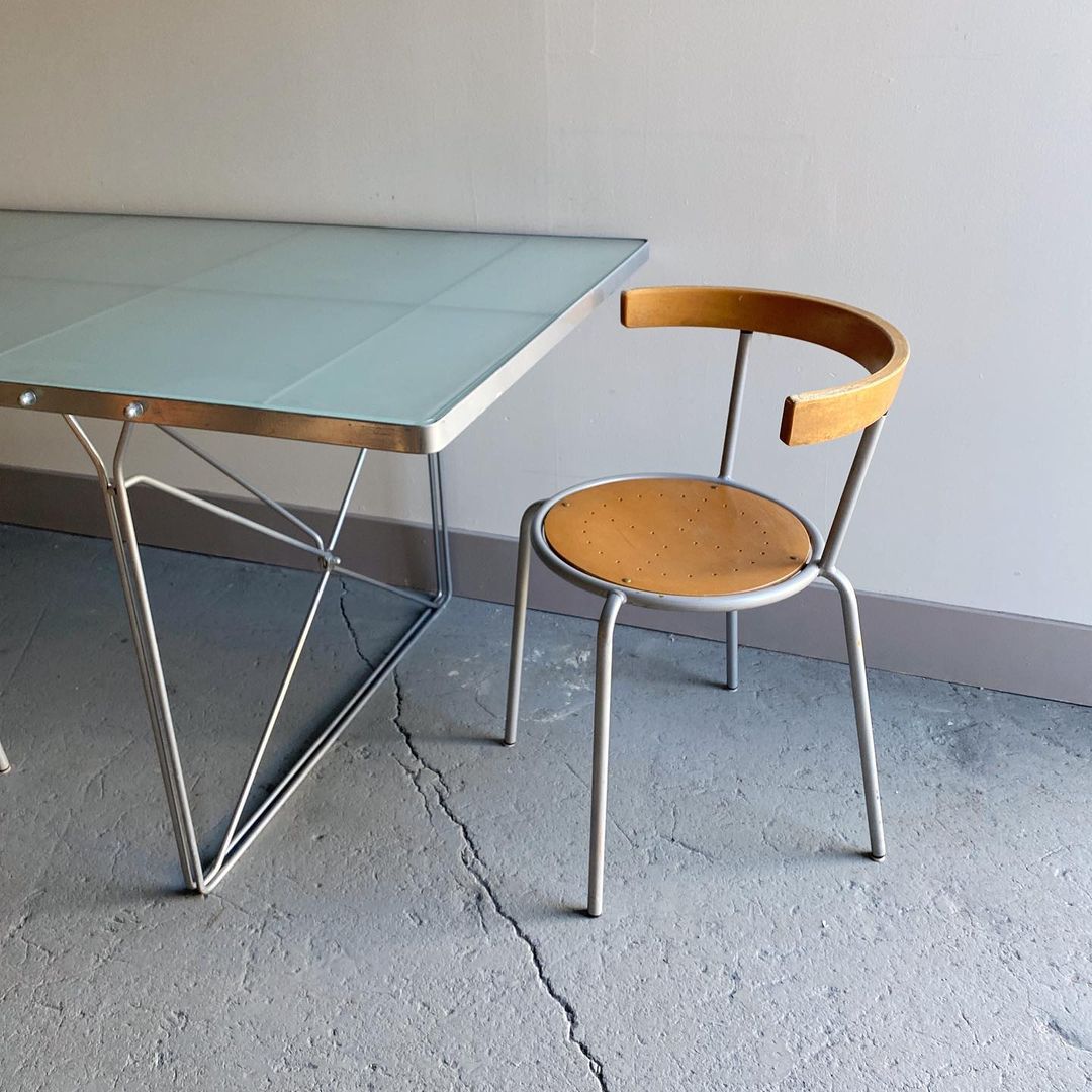 Vintage IKEA Korpo Metal Chairs with Perforated Birch Seat