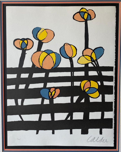 Authentic Alexander Calder Flowers On A Fence, 1970