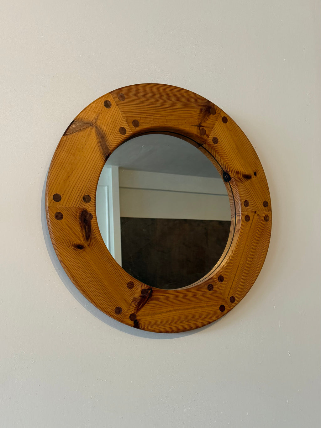1970s Pine Wall Mirror by Uno Kristiansson, Sweden