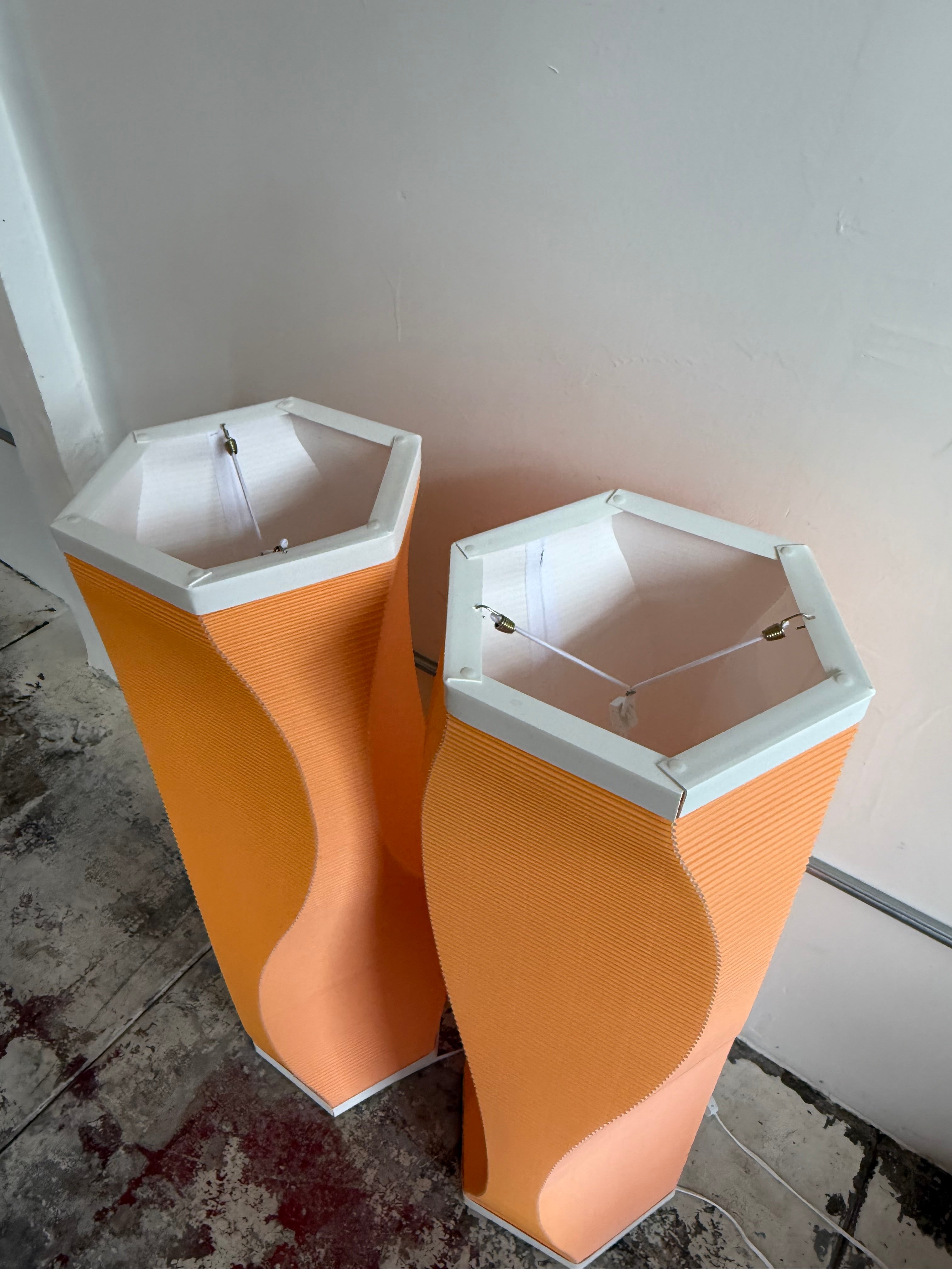 Roland Simmons Corrugated Floor Lamps