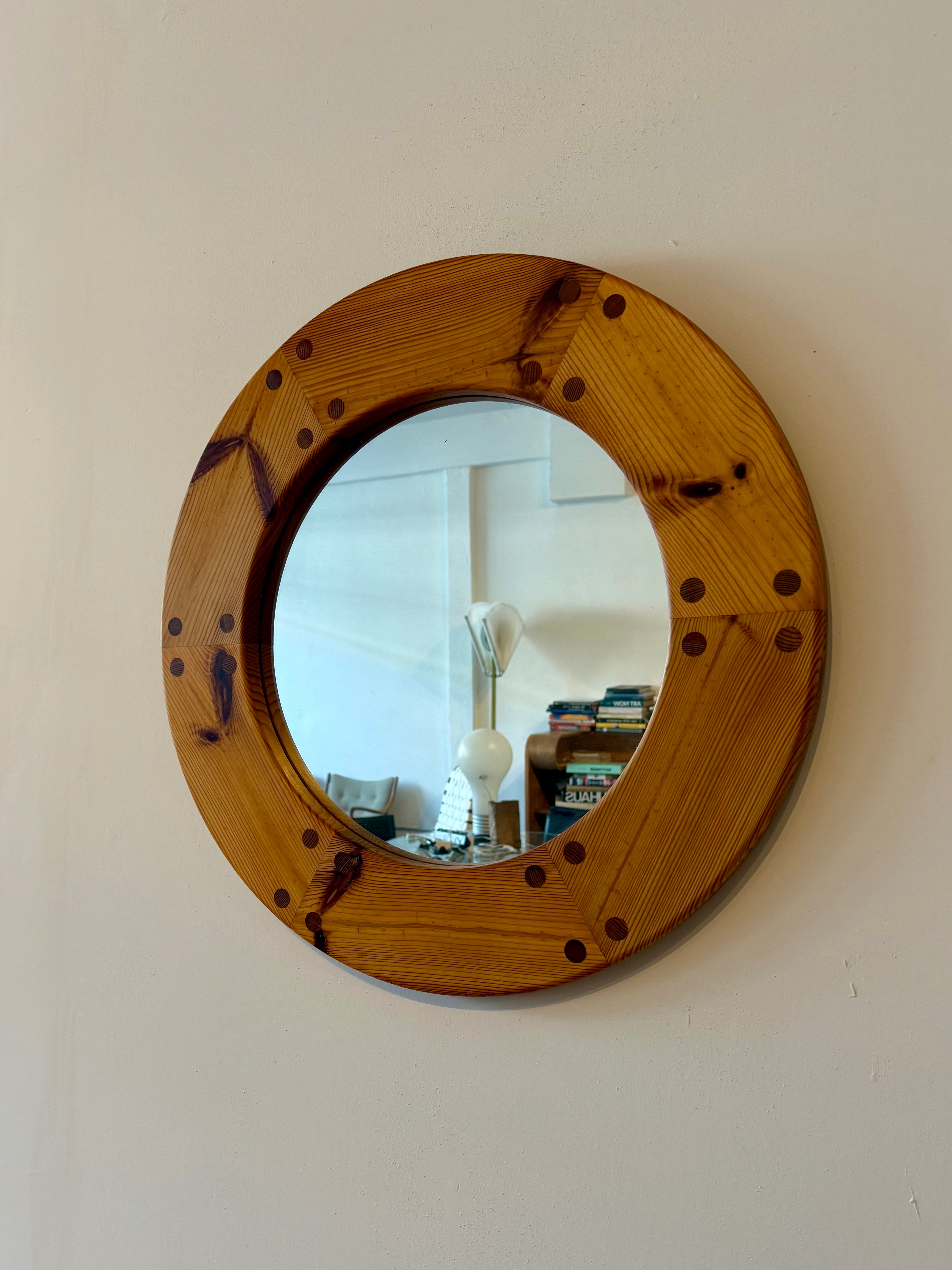 1970s Pine Wall Mirror by Uno Kristiansson, Sweden