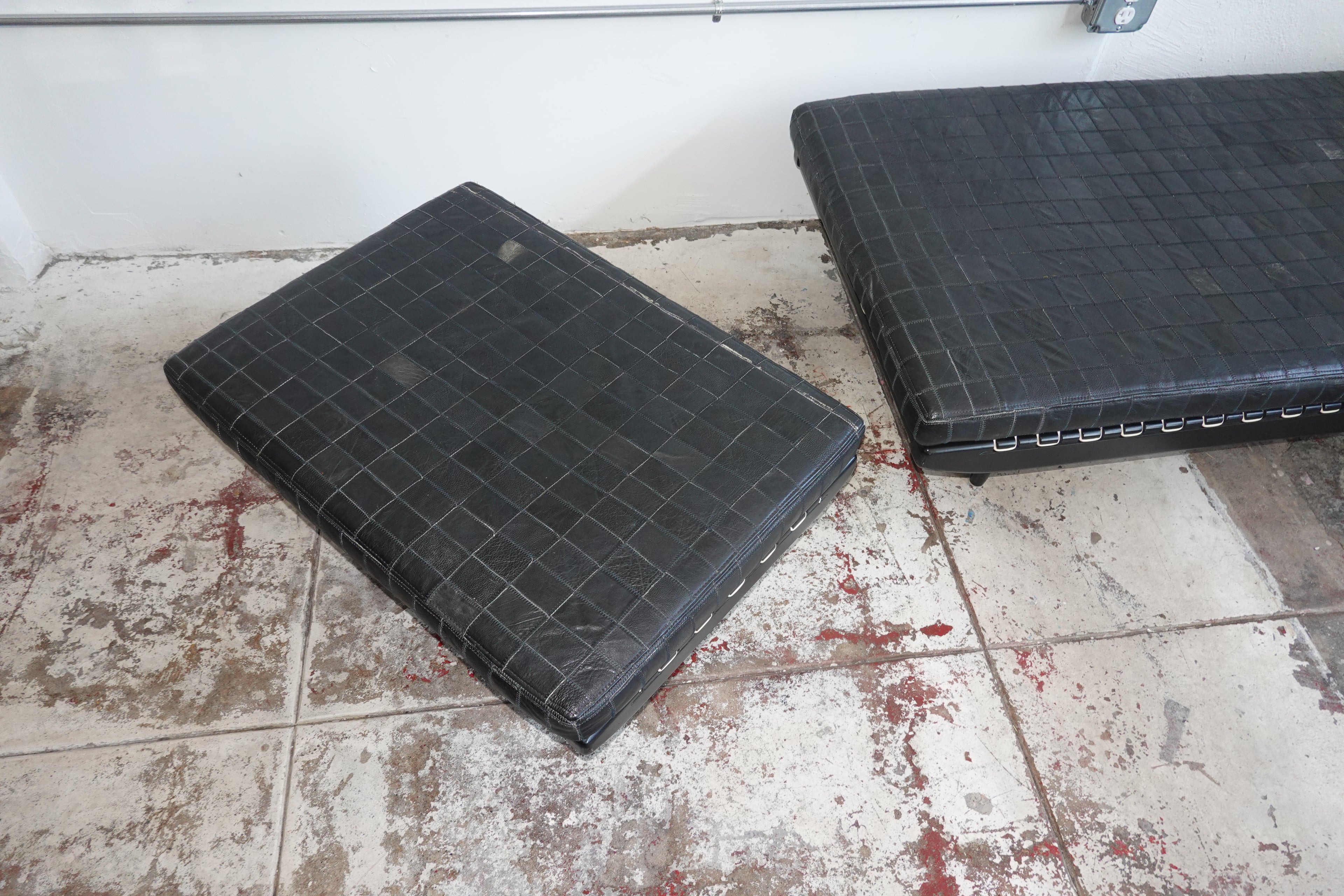 1960s Georges Adrien Tigien Daybed & Ottoman in Patchwork Leather