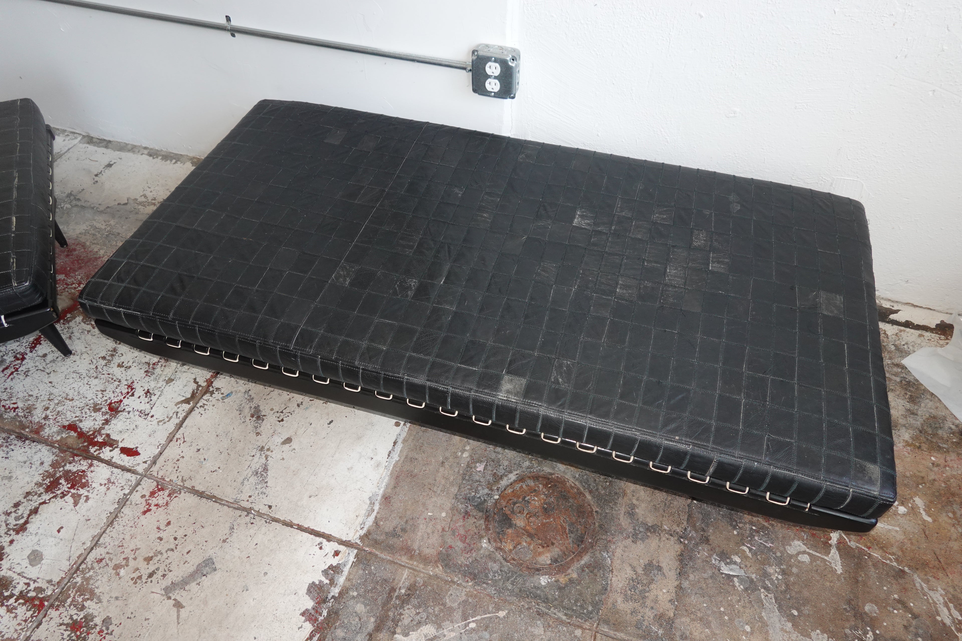 1960s Georges Adrien Tigien Daybed & Ottoman in Patchwork Leather