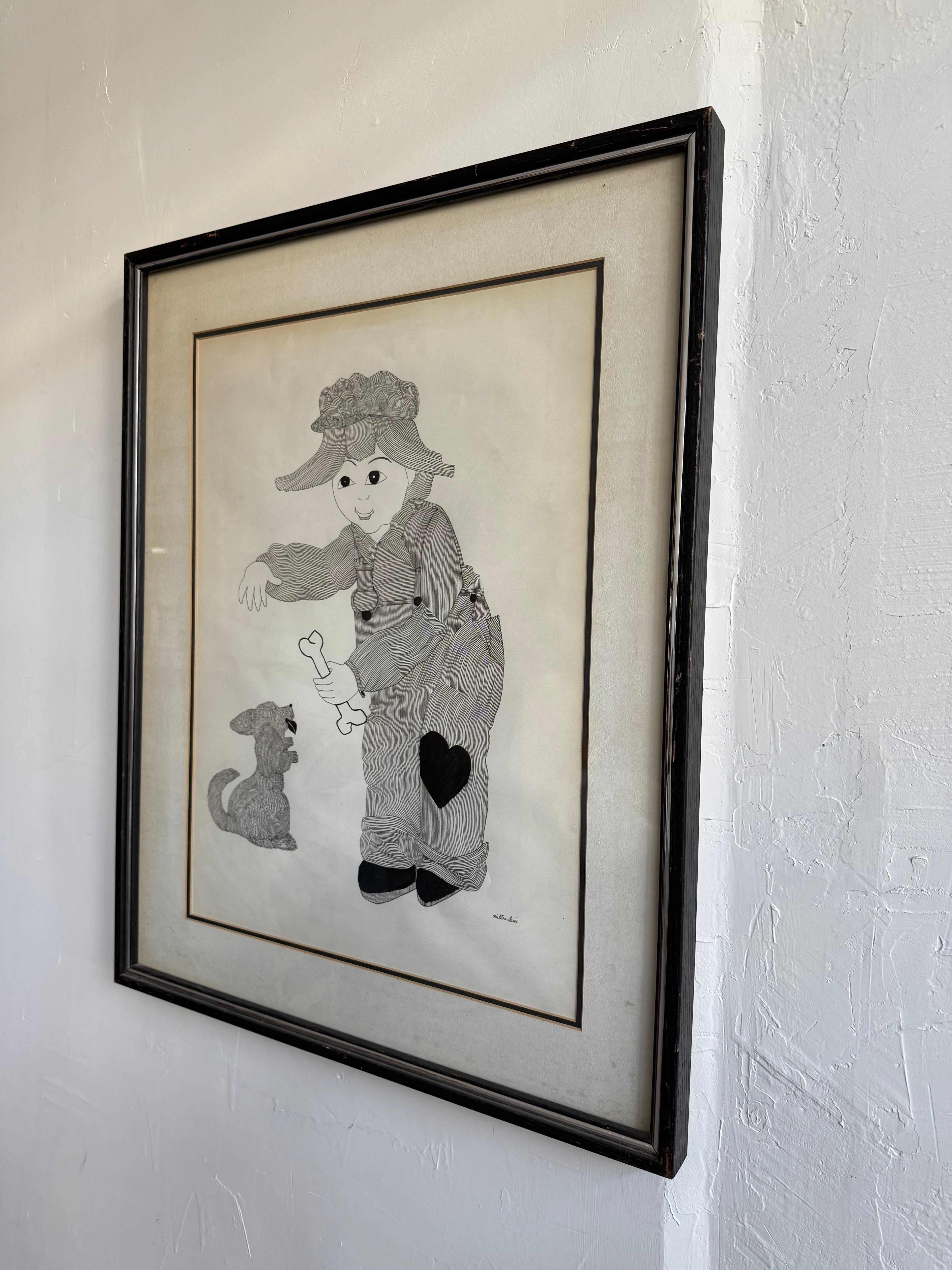 1980’s Milton Davis Original Indian Ink Drawing