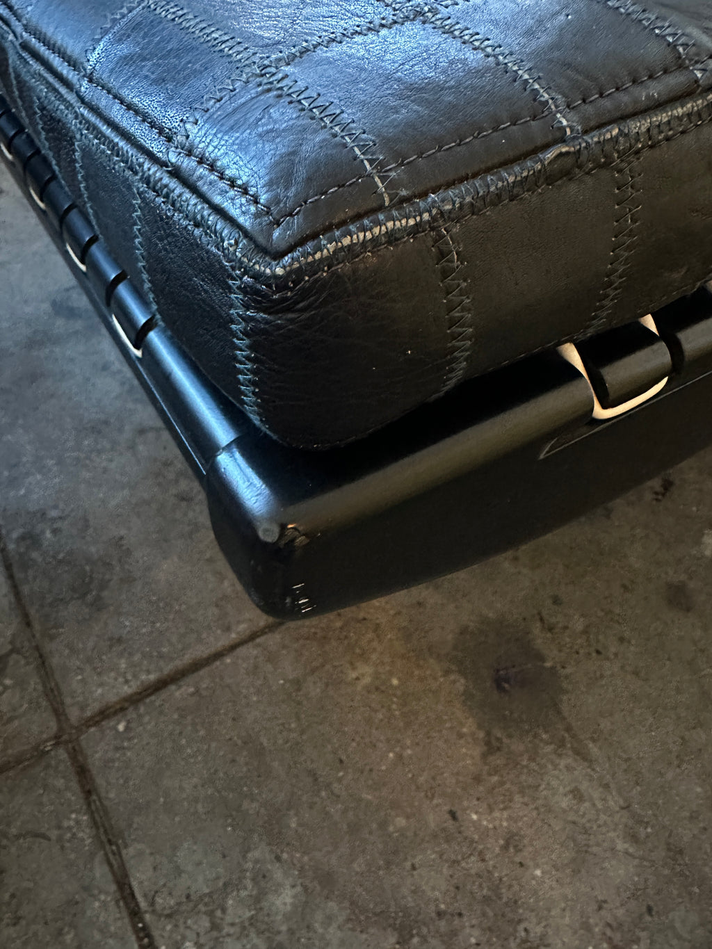 1960s Georges Adrien Tigien Daybed & Ottoman in Patchwork Leather