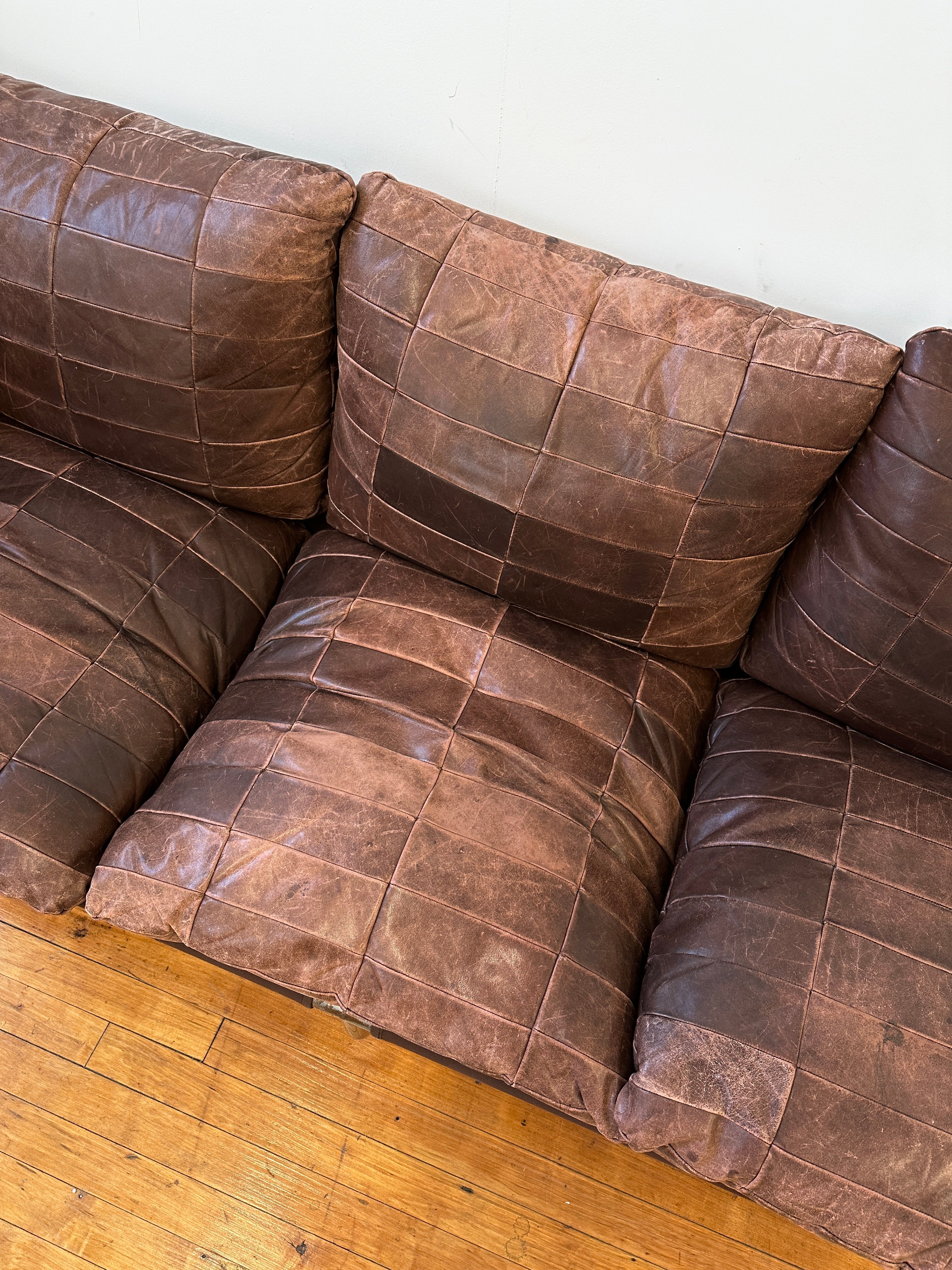 1970s Leolux Patchwork Leather Sling Sofa
