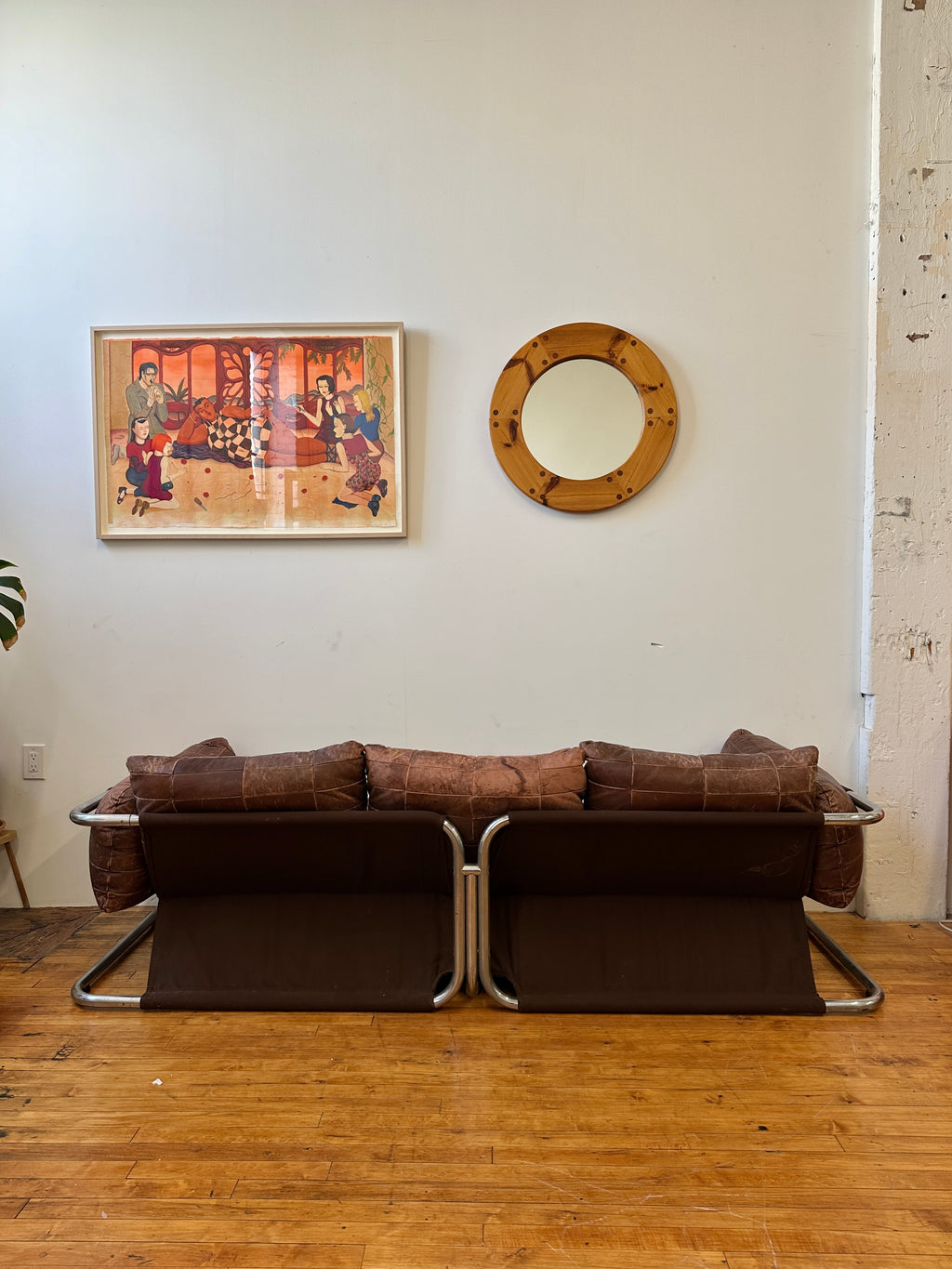 1970s Leolux Patchwork Leather Sling Sofa