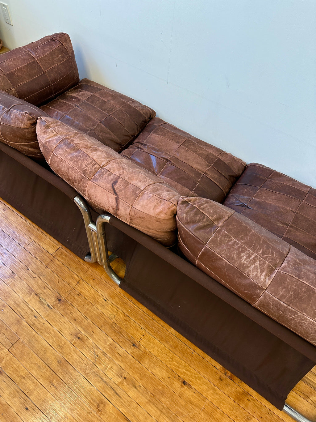 1970s Leolux Patchwork Leather Sling Sofa