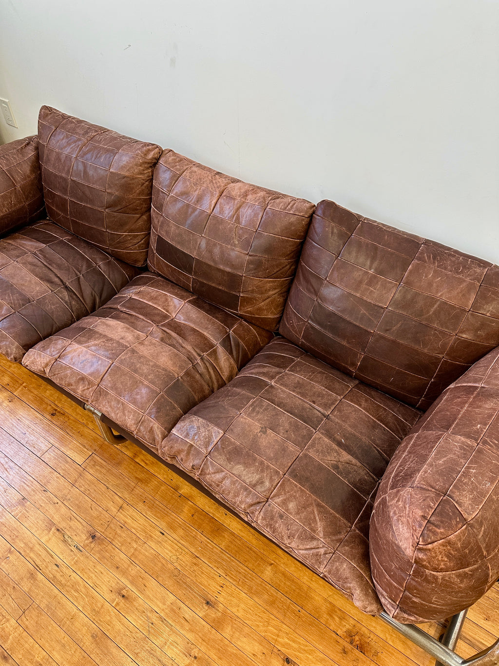 1970s Leolux Patchwork Leather Sling Sofa