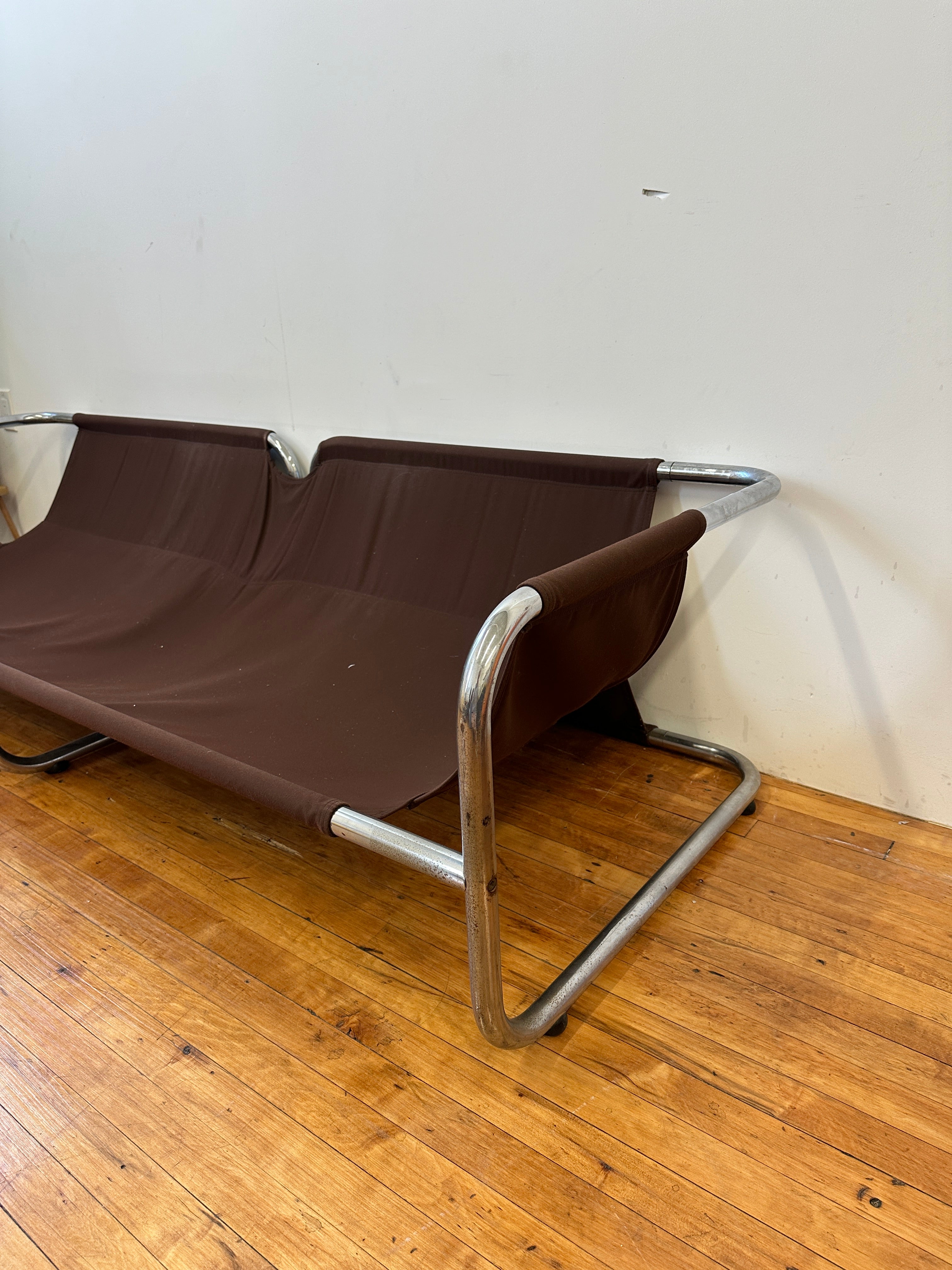 1970s Leolux Patchwork Leather Sling Sofa