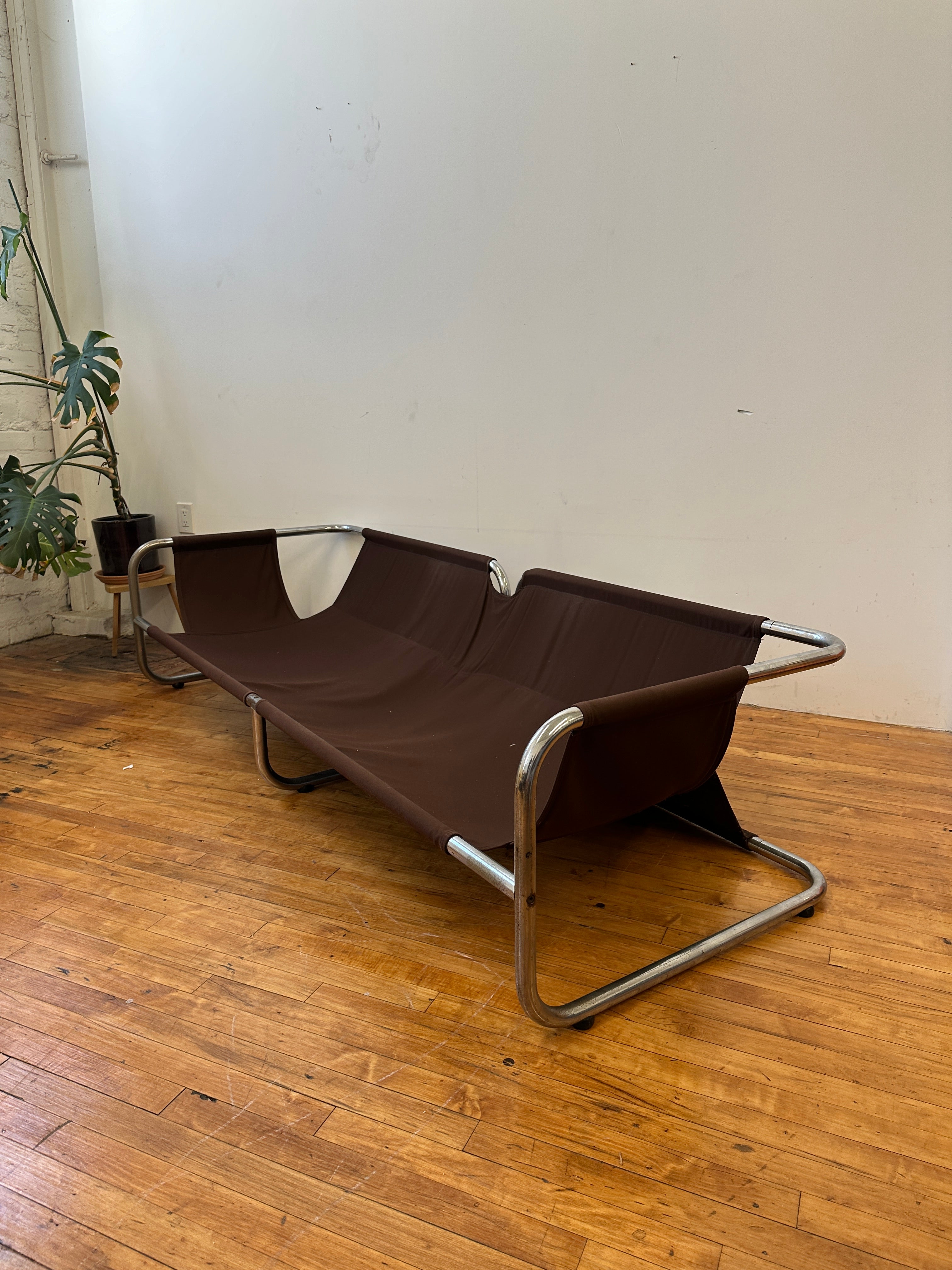 1970s Leolux Patchwork Leather Sling Sofa