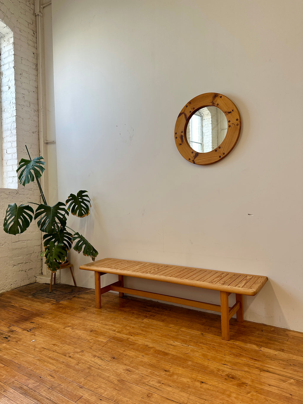 1970s Pine Slatted Coffee Table/Bench, Sweden