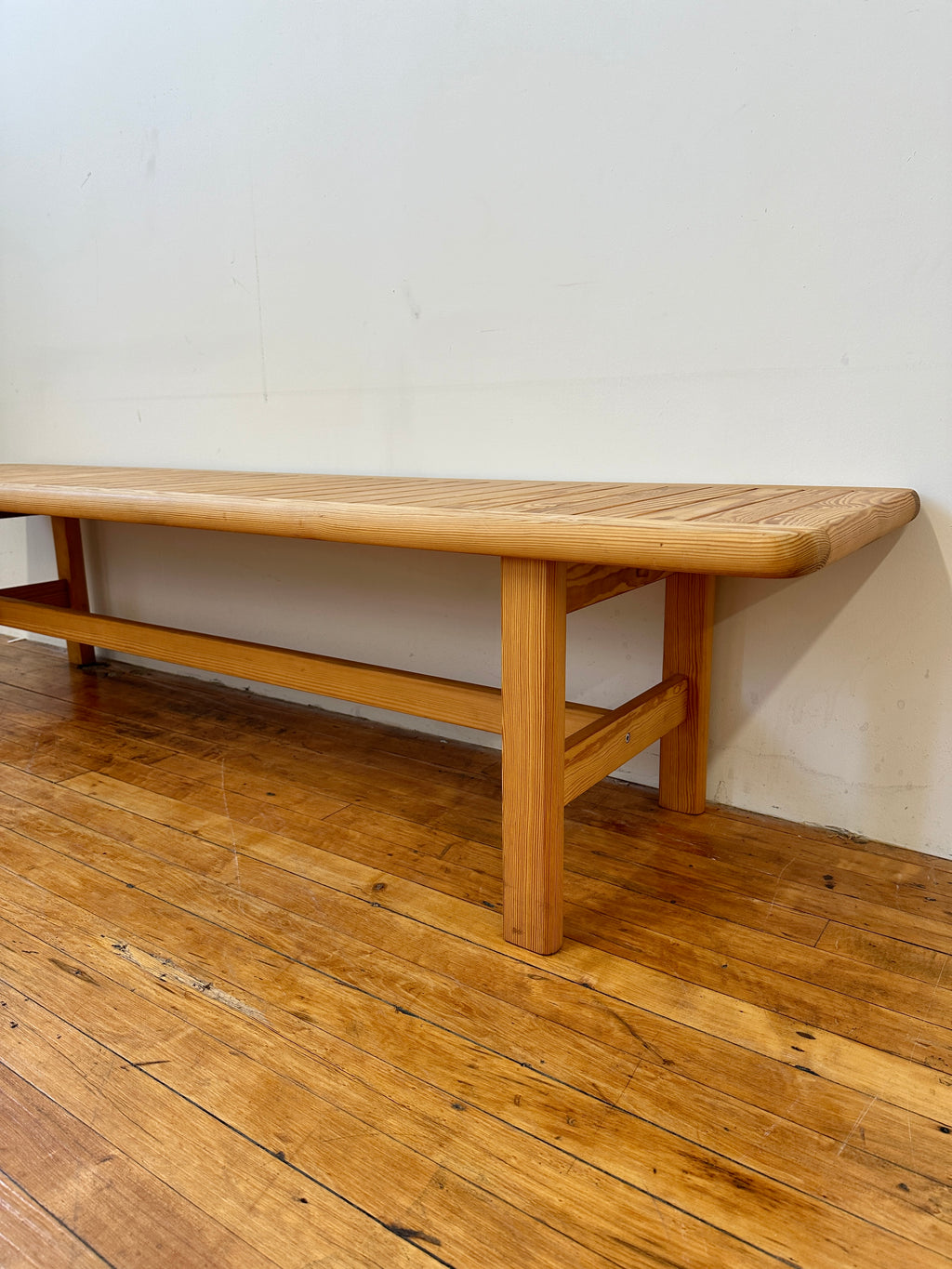 1970s Pine Slatted Coffee Table/Bench, Sweden