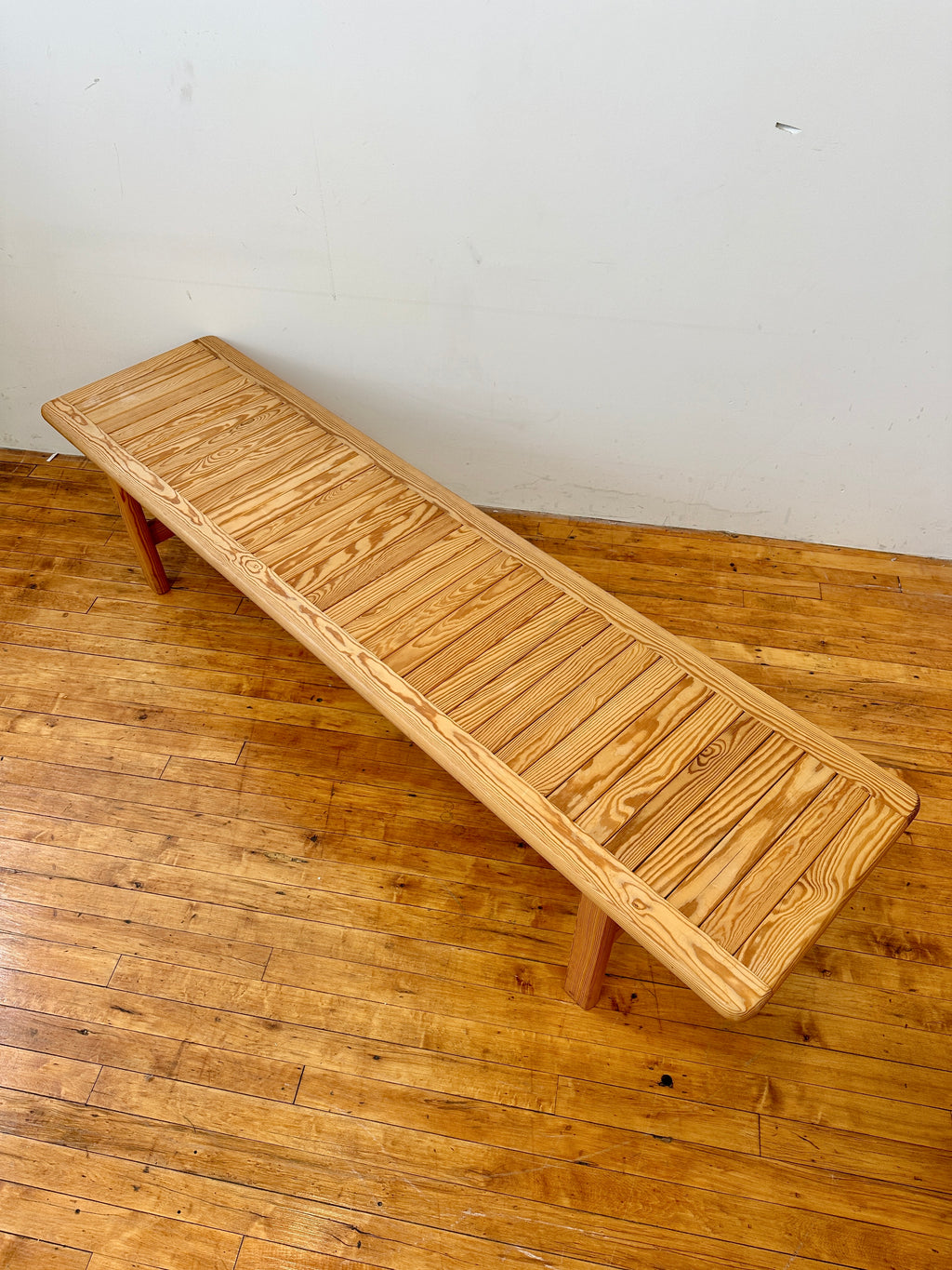 1970s Pine Slatted Coffee Table/Bench, Sweden