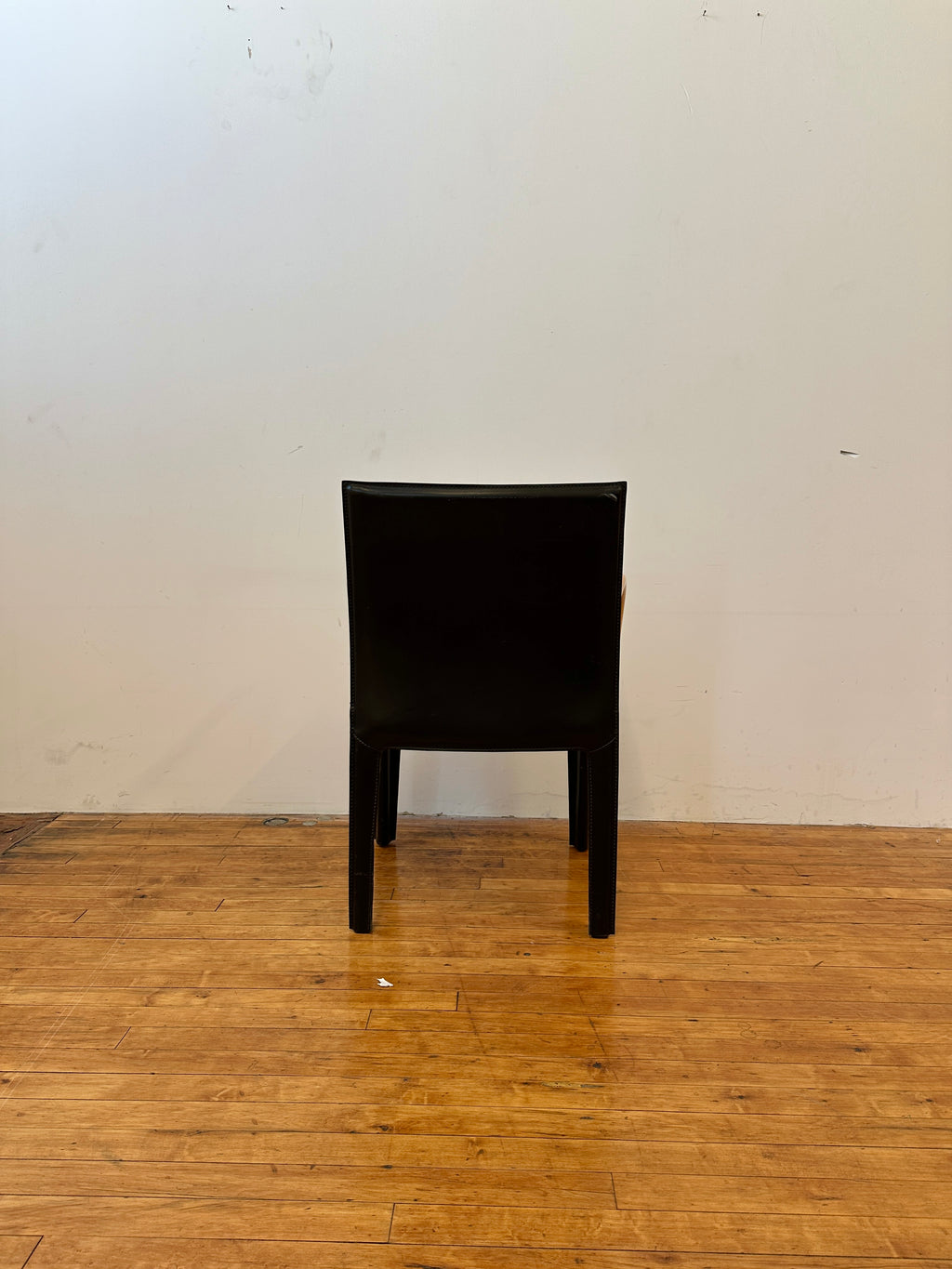 Black Saddle Leather and Curved Wood Armchairs by Arper (Made In Italy)