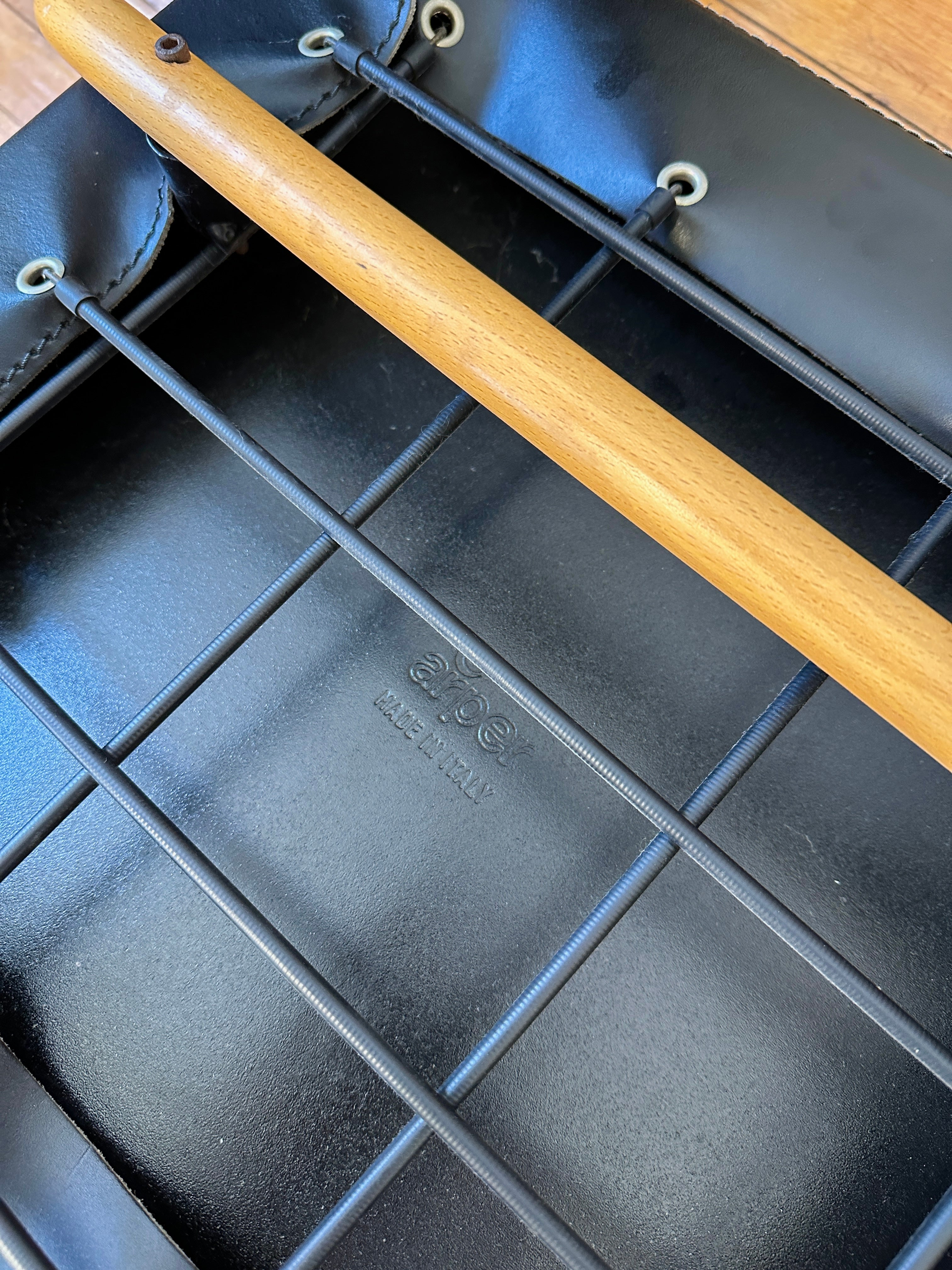 Black Saddle Leather and Curved Wood Armchairs by Arper (Made In Italy)