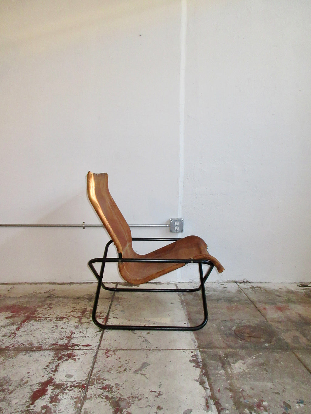 Early 2000’s Leather and Chrome Folding Lounge Chair Attributed to Takeshi Nii