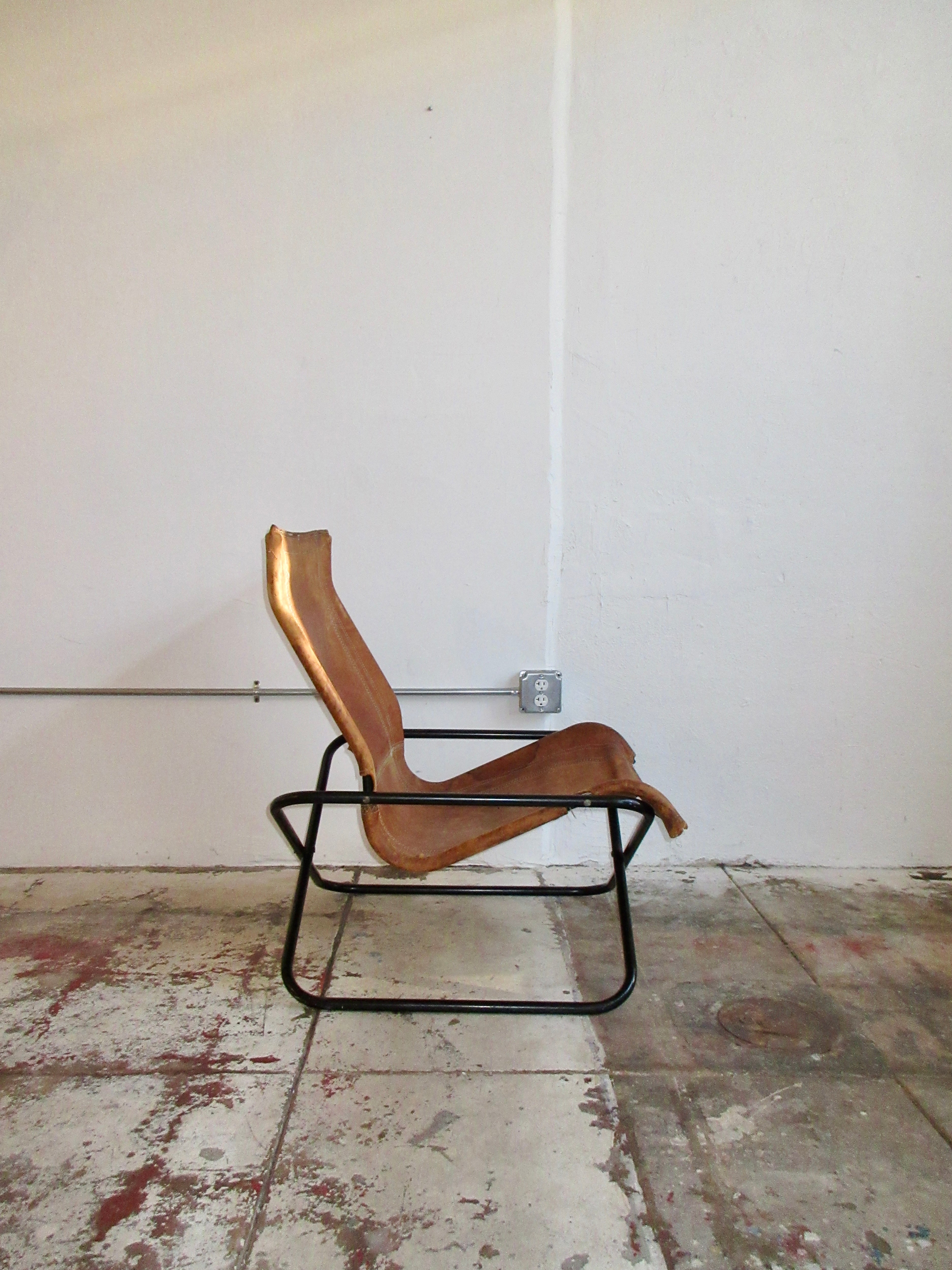 Early 2000’s Leather and Chrome Folding Lounge Chair Attributed to Takeshi Nii