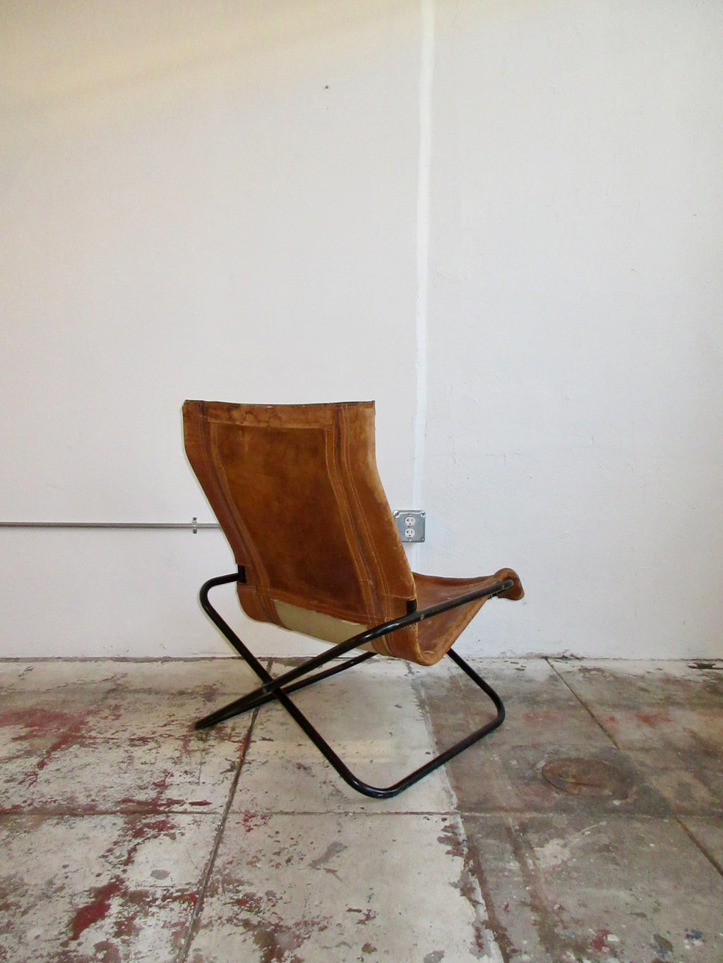 Early 2000’s Leather and Chrome Folding Lounge Chair Attributed to Takeshi Nii