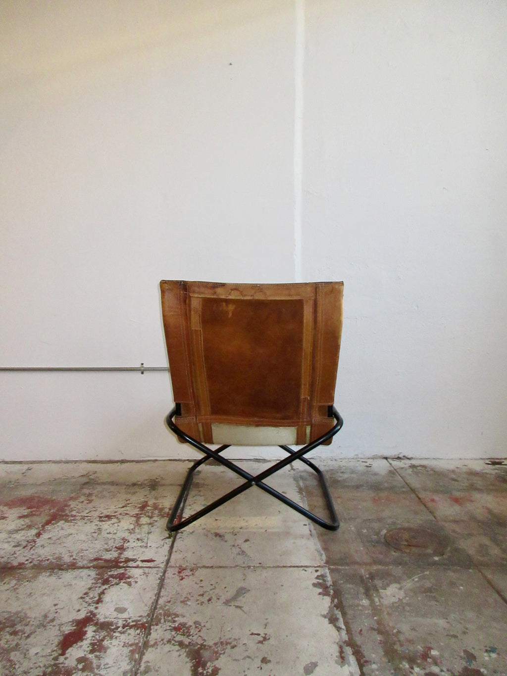 Early 2000’s Leather and Chrome Folding Lounge Chair Attributed to Takeshi Nii