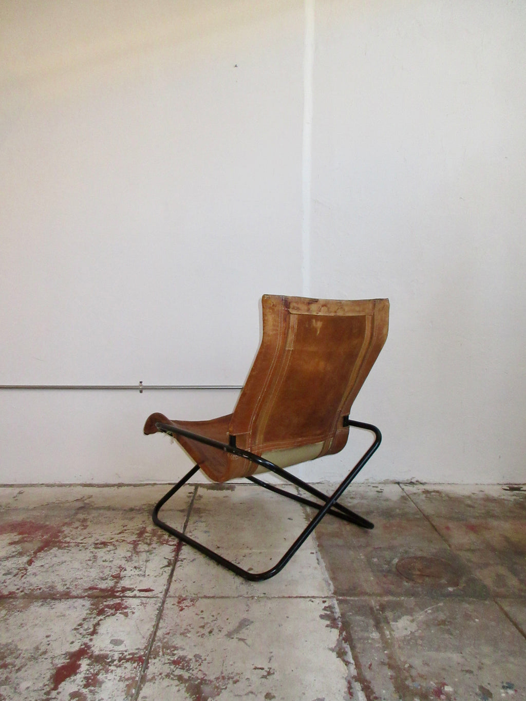 Early 2000’s Leather and Chrome Folding Lounge Chair Attributed to Takeshi Nii
