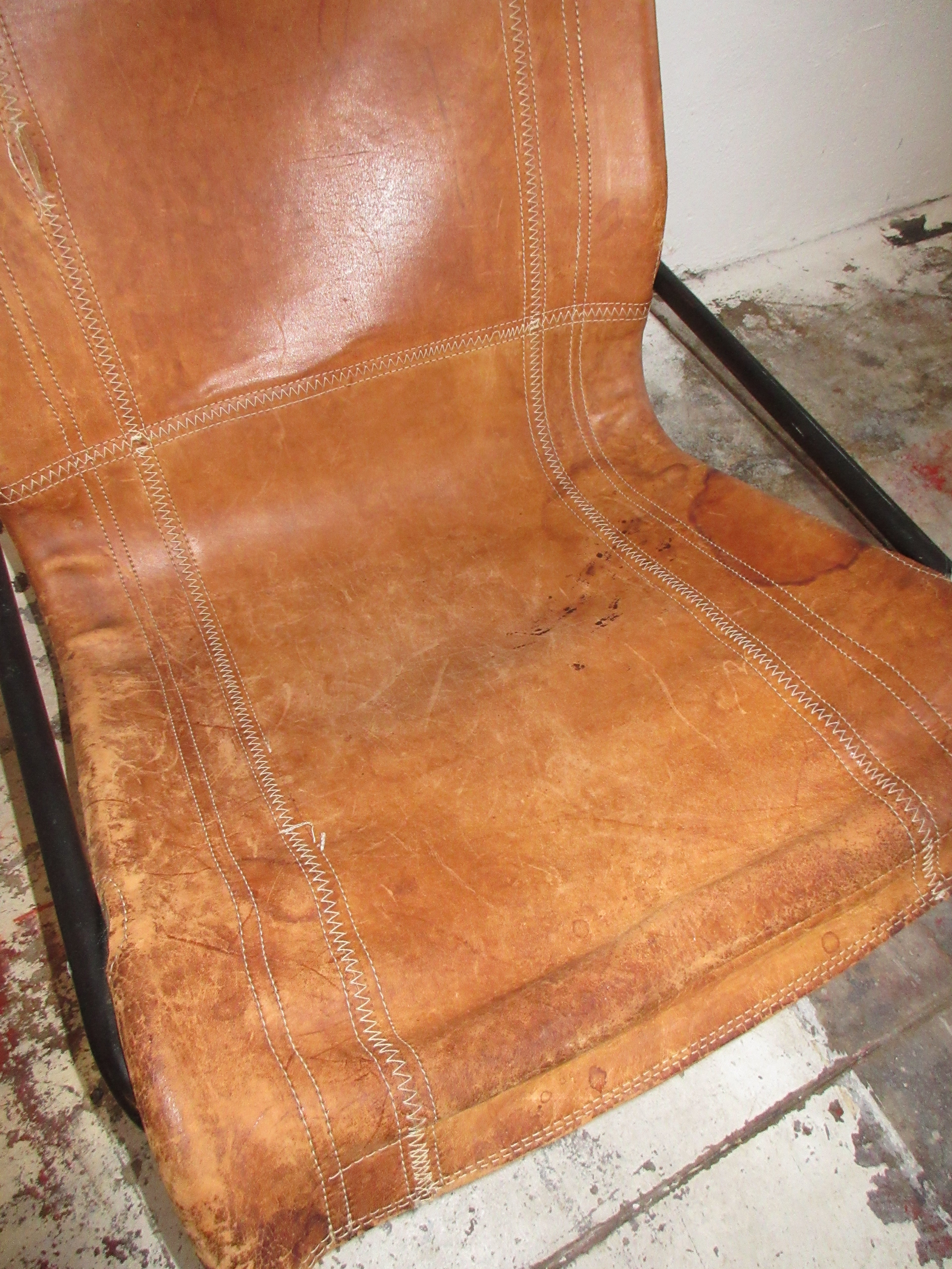 Early 2000’s Leather and Chrome Folding Lounge Chair Attributed to Takeshi Nii