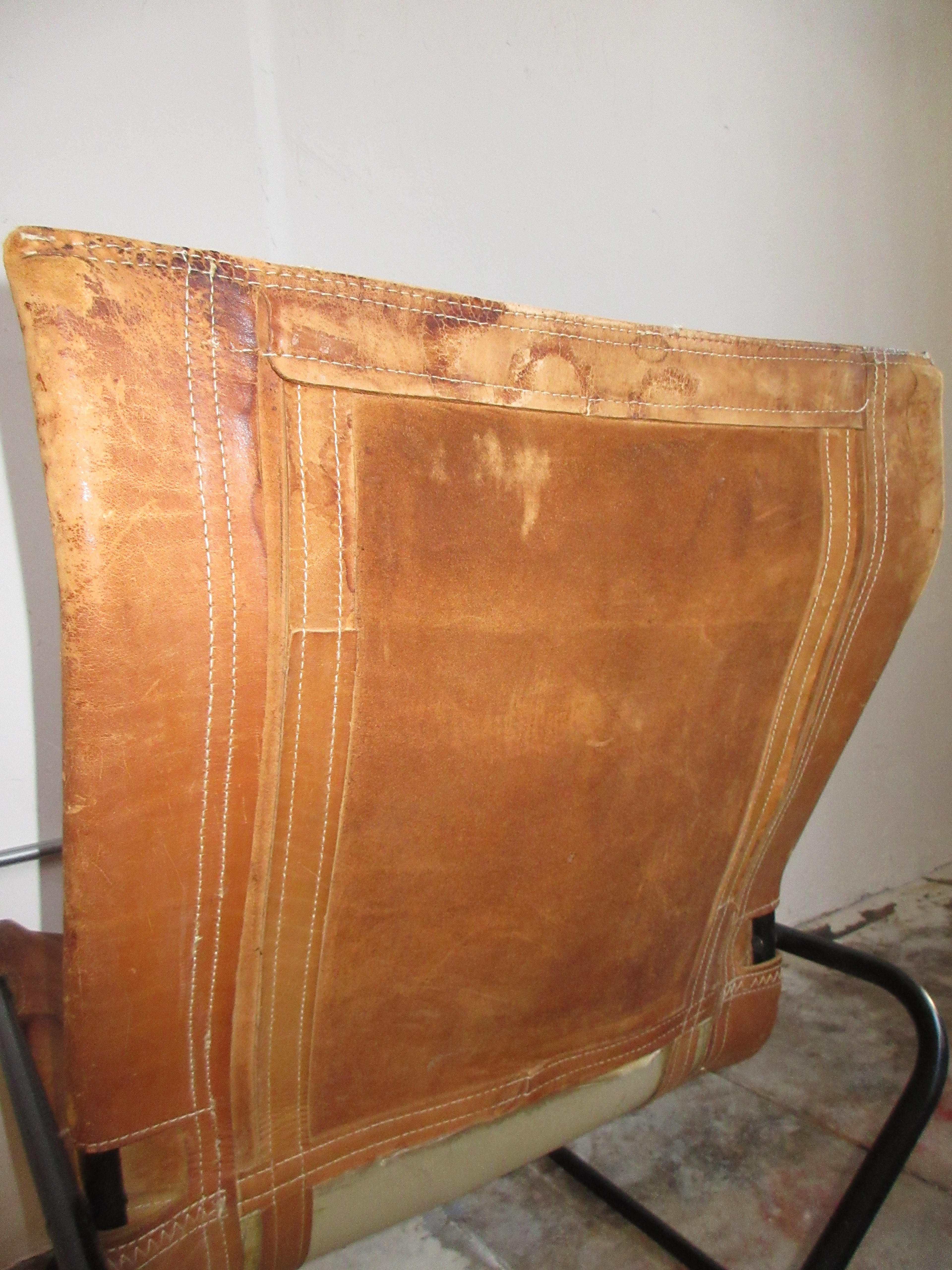 Early 2000’s Leather and Chrome Folding Lounge Chair Attributed to Takeshi Nii