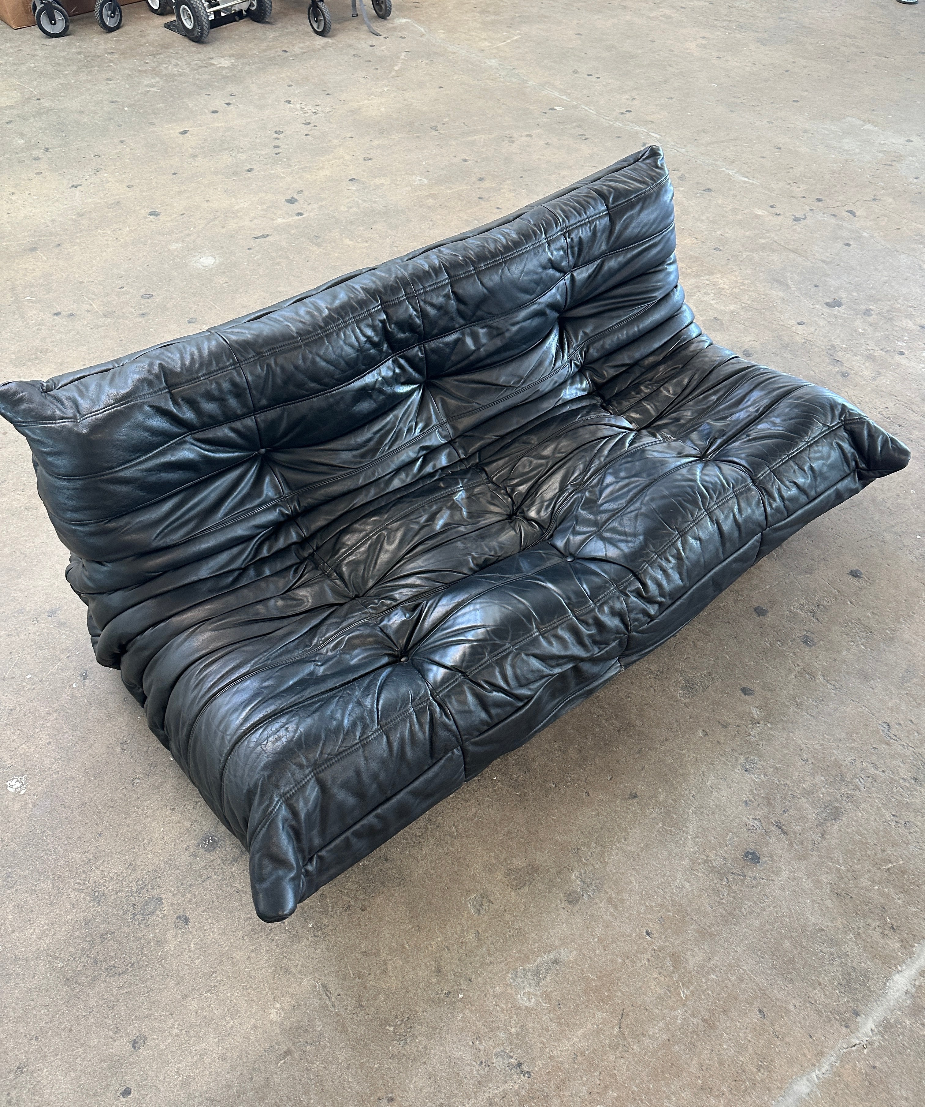1990s Ligne Roset Leather Togo Sofa by Michel Ducaroy