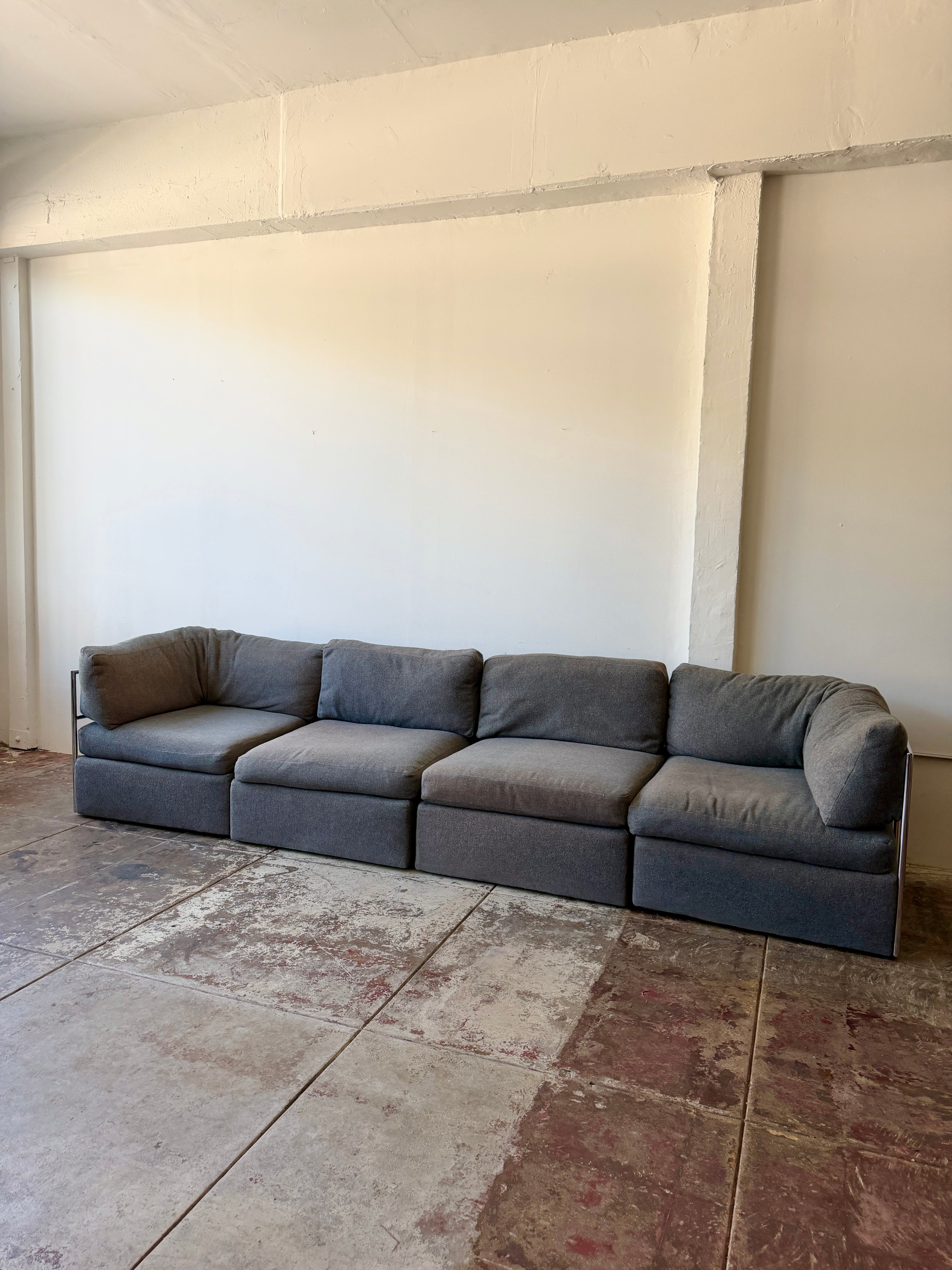 1977 Milo Baughman for Thayer Coggin Chrome Frame Modular Sofa