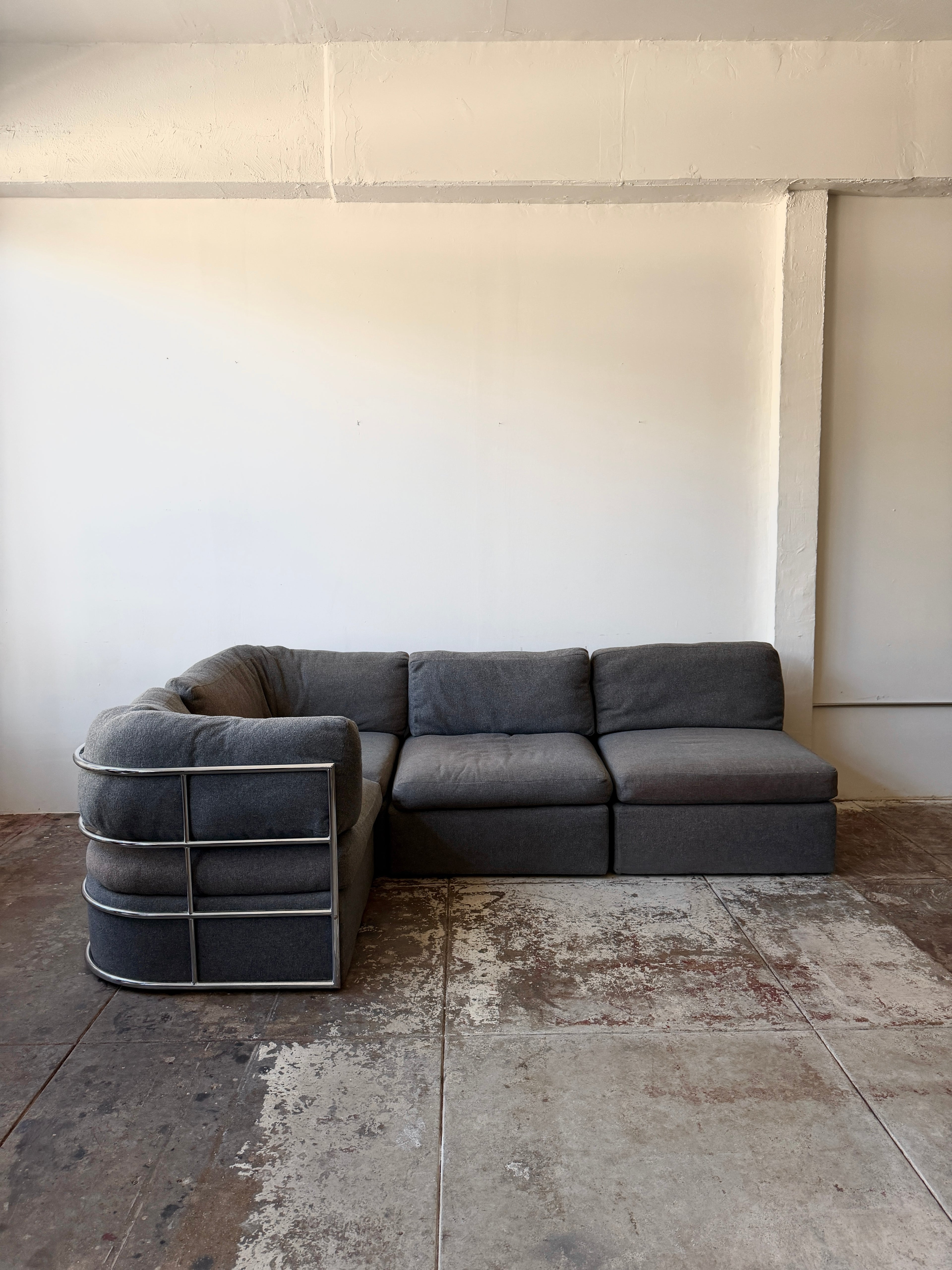 1977 Milo Baughman for Thayer Coggin Chrome Frame Modular Sofa