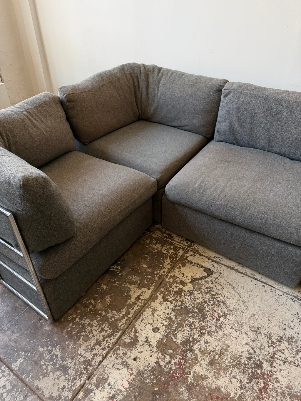 1977 Milo Baughman for Thayer Coggin Chrome Frame Modular Sofa