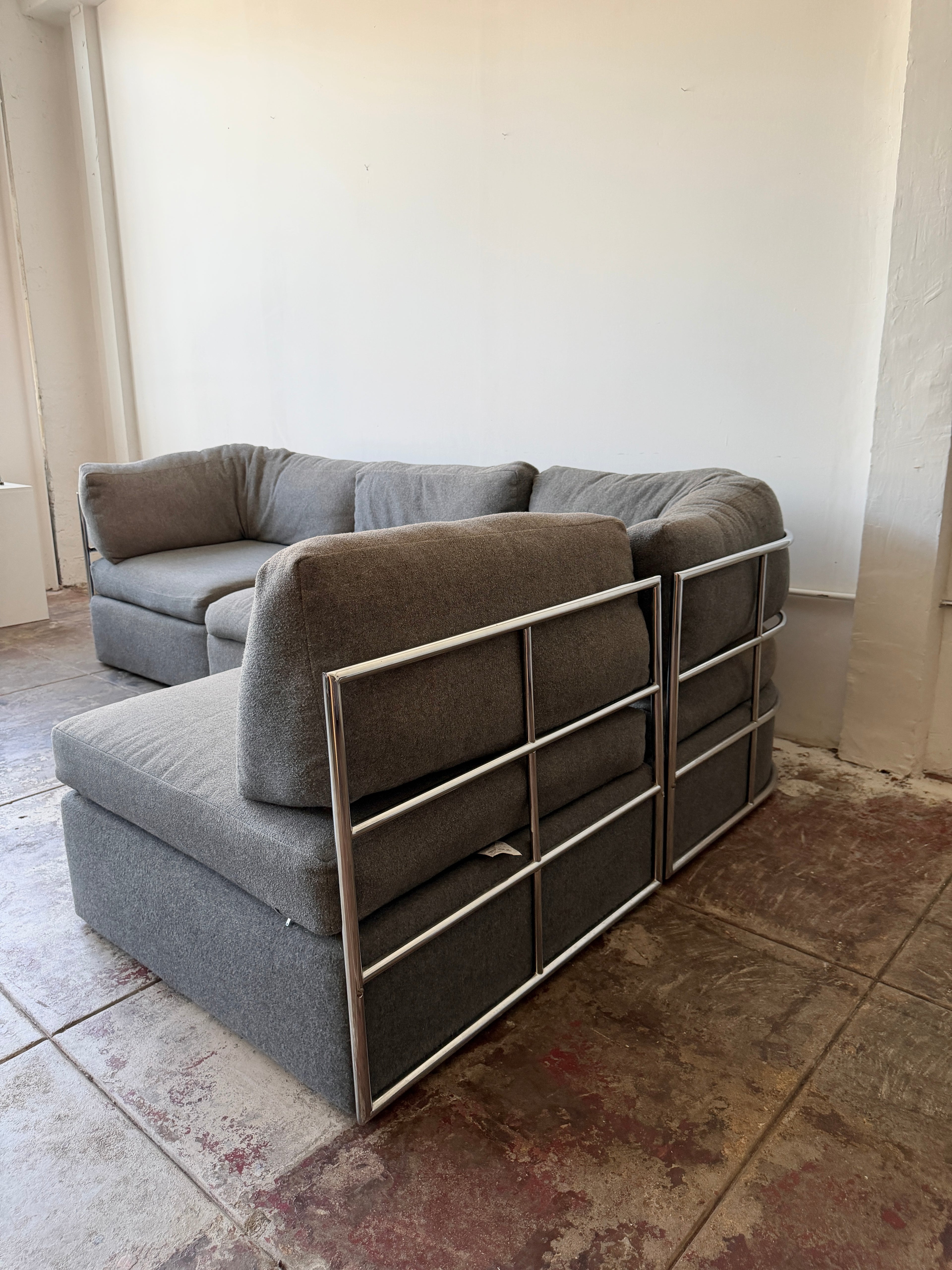 1977 Milo Baughman for Thayer Coggin Chrome Frame Modular Sofa