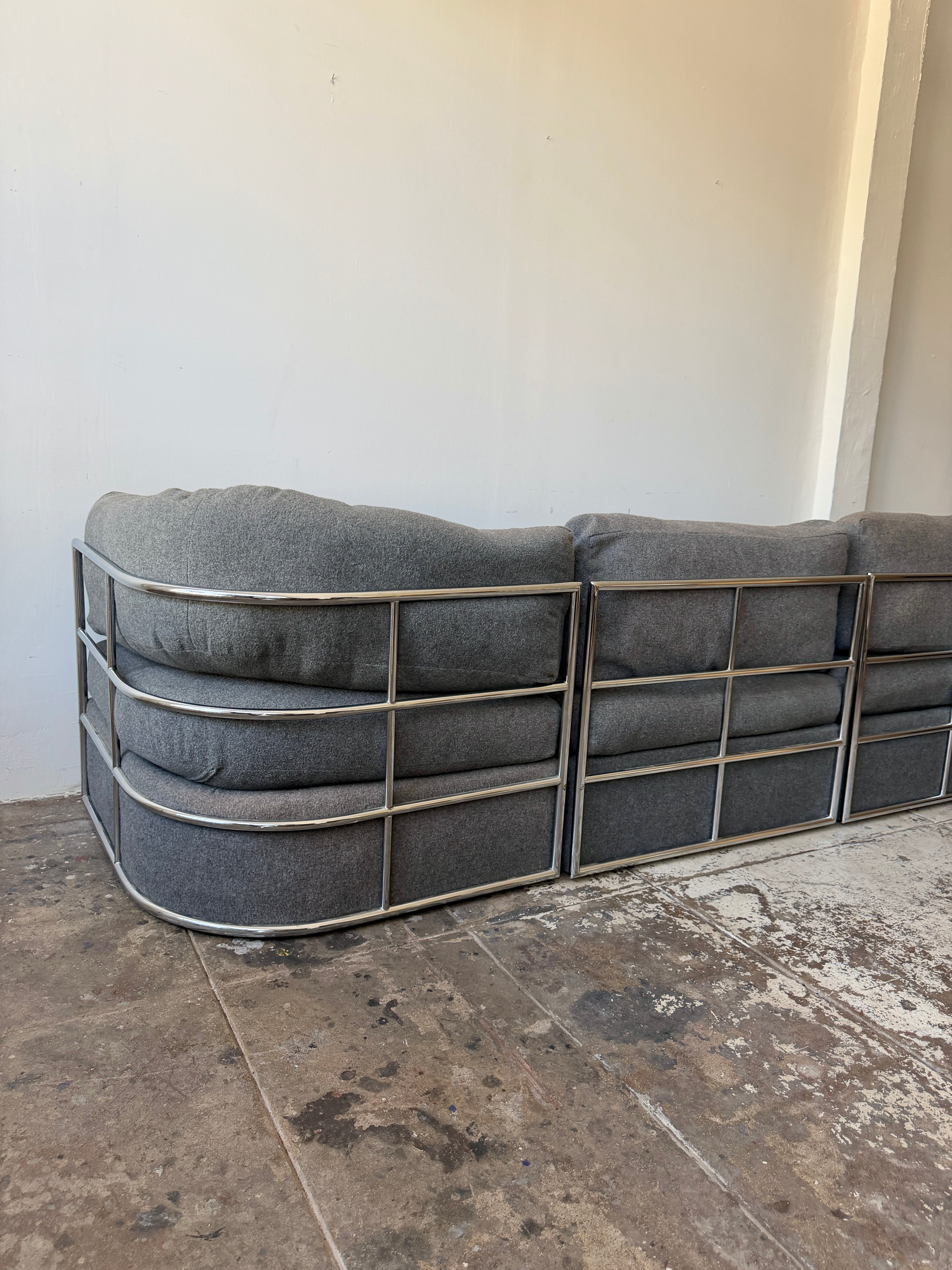 1977 Milo Baughman for Thayer Coggin Chrome Frame Modular Sofa