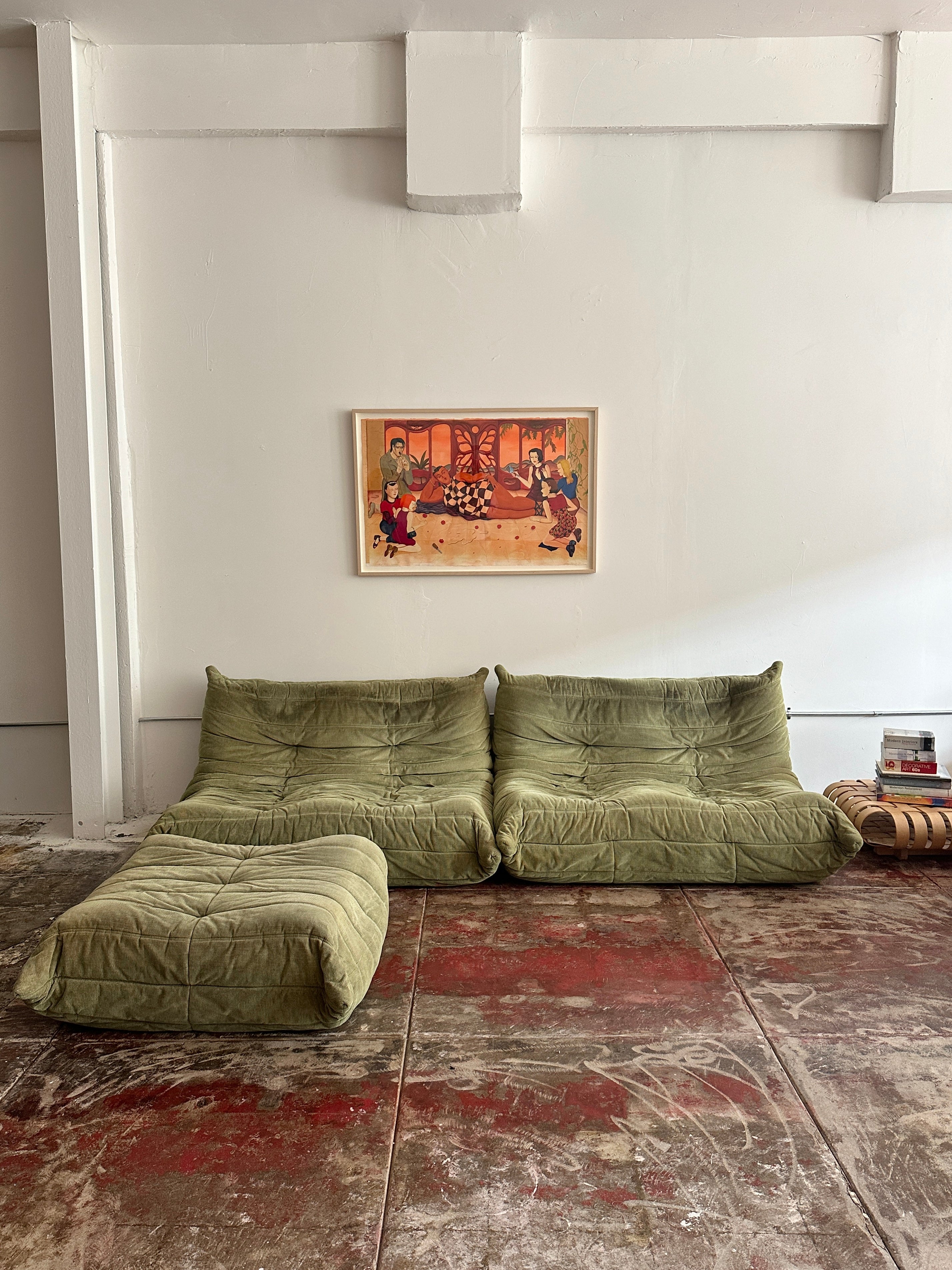 1970s Ligne Roset Togo Loveseat x2 & Ottoman