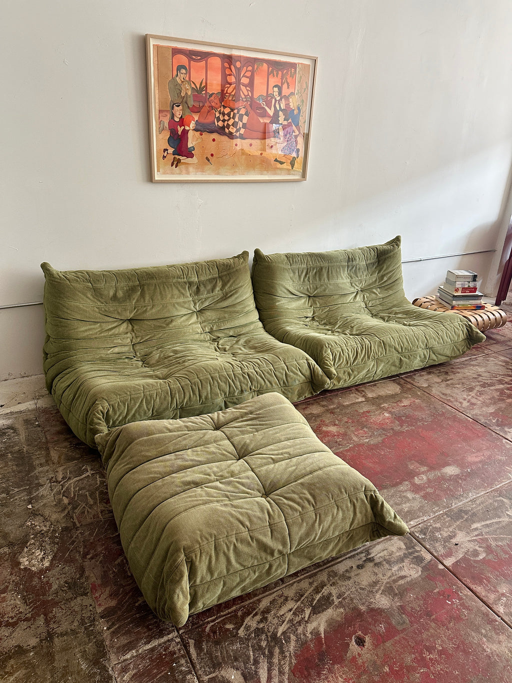 1970s Ligne Roset Togo Loveseat x2 & Ottoman
