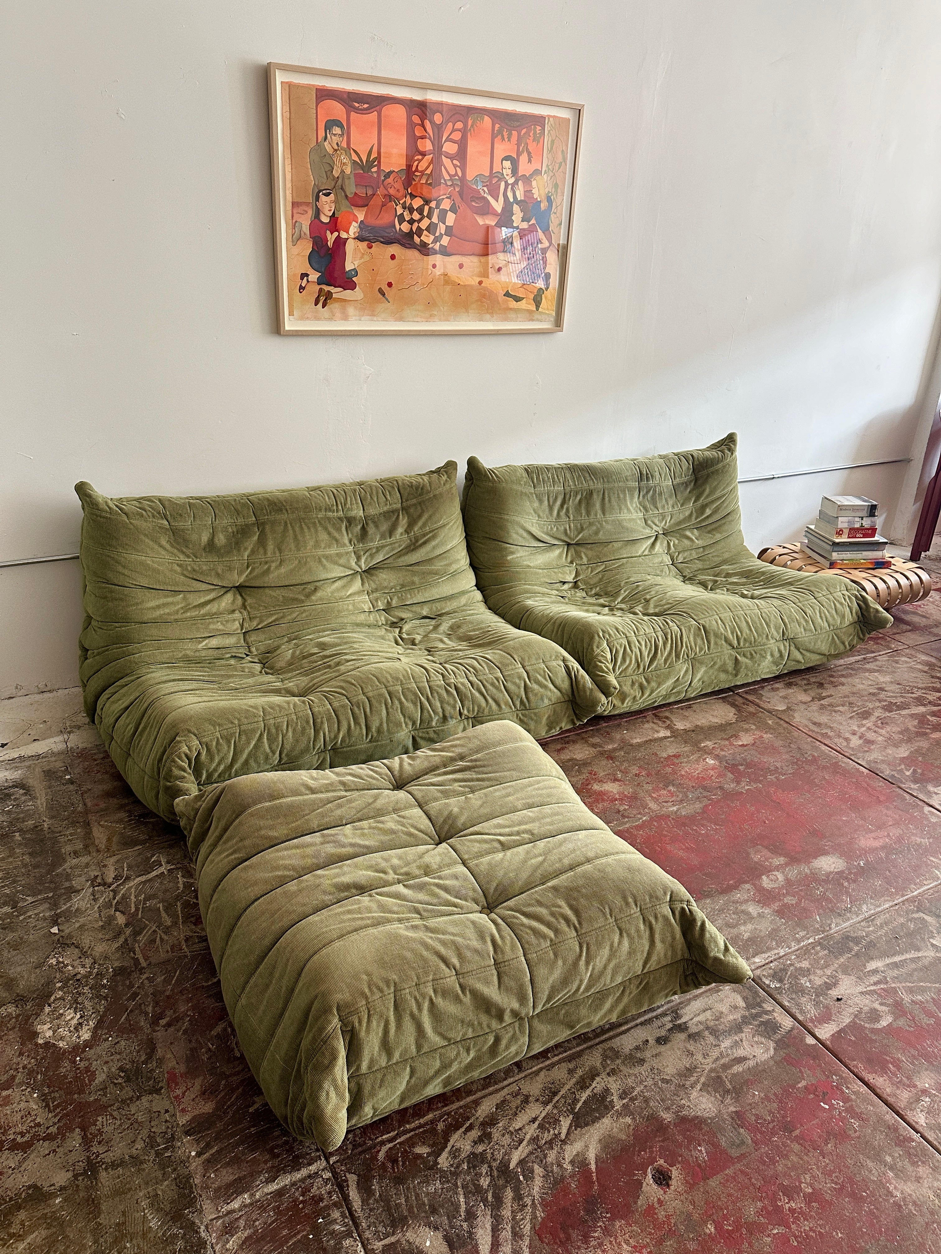 1970s Ligne Roset Togo Loveseat x2 & Ottoman