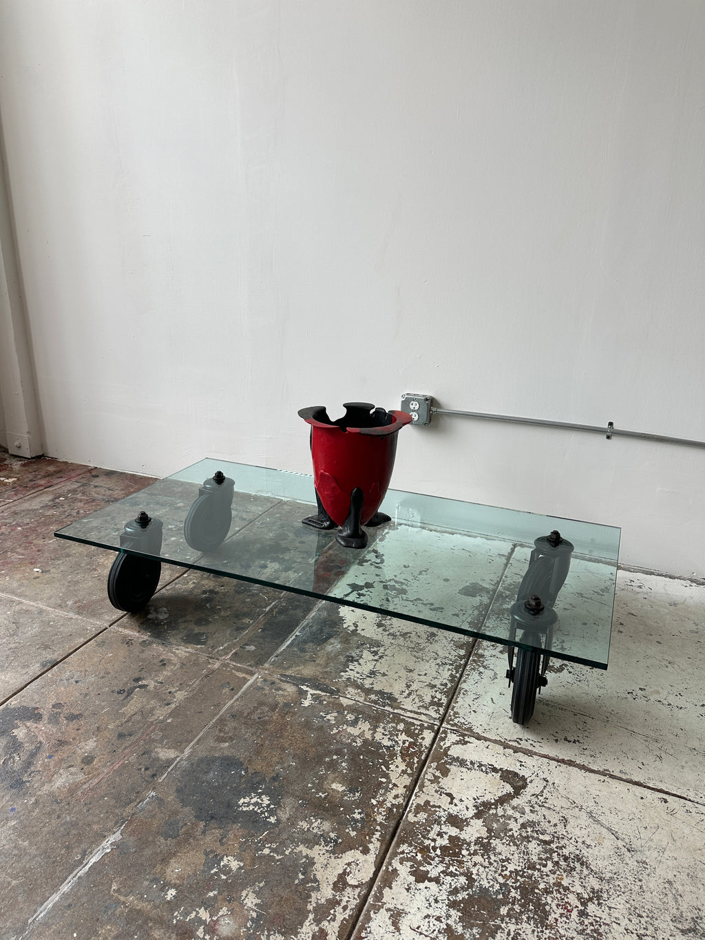 1980s Gae Aulenti Tavolo Con Ruote Coffee Table for Fontana Arte, Medium