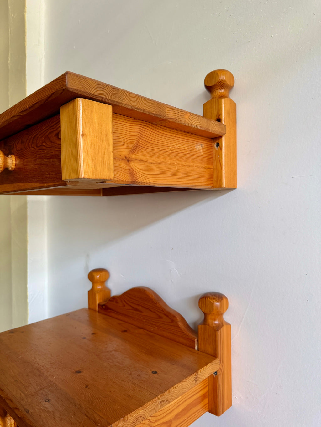 1970s Scandinavian Pine Floating Nightstands
