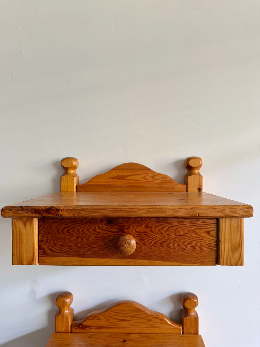 1970s Scandinavian Pine Floating Nightstands
