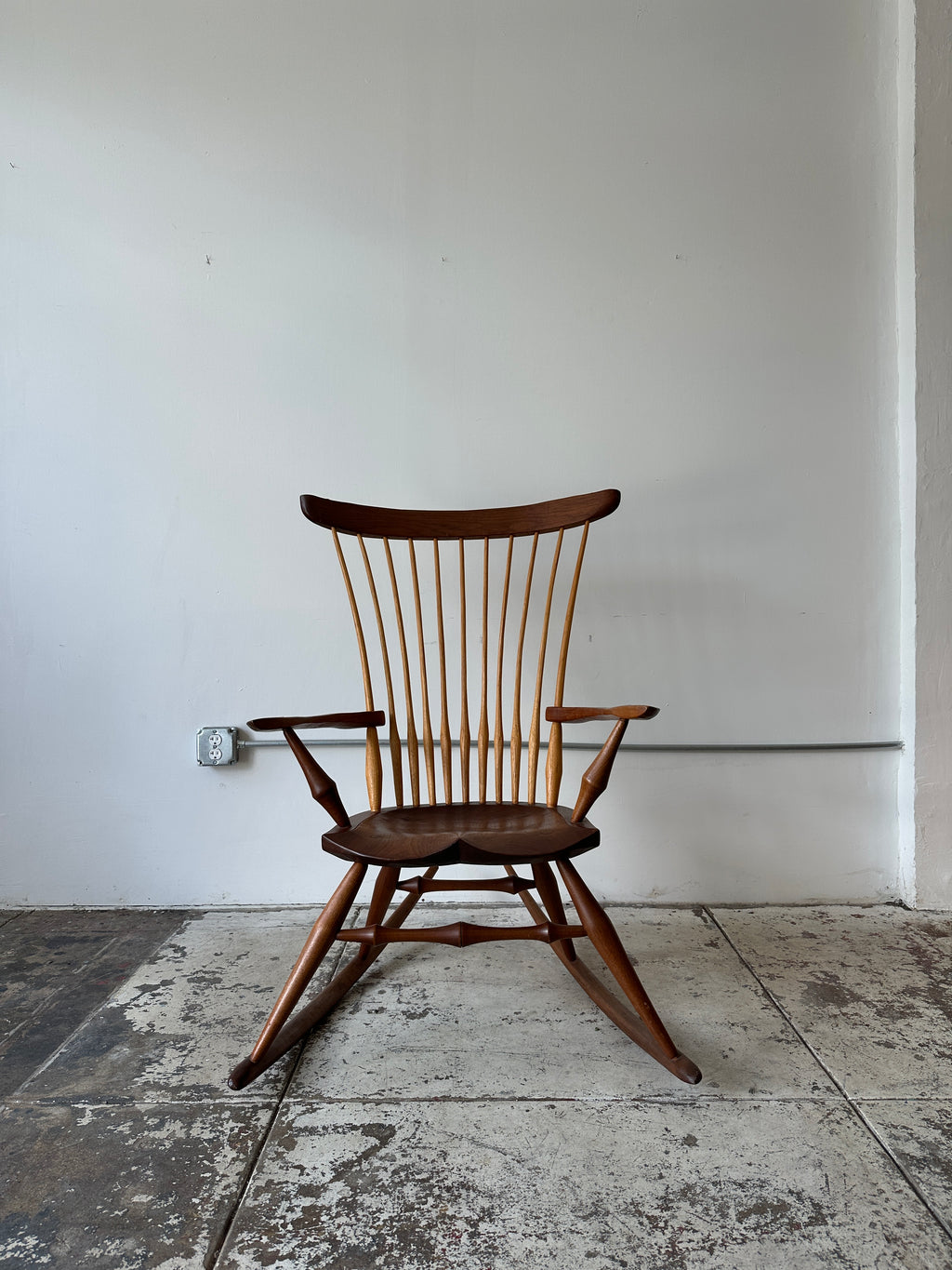 1986 Joe Graham Studio Made Rocking Chair in Walnut, Oak, & Hickory